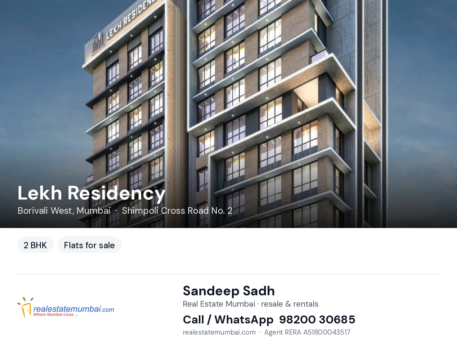 Lekh Residency, Borivali West, Mumbai — 2 BHK flats for sale | Real Estate Mumbai, Sandeep Sadh 98200 30685