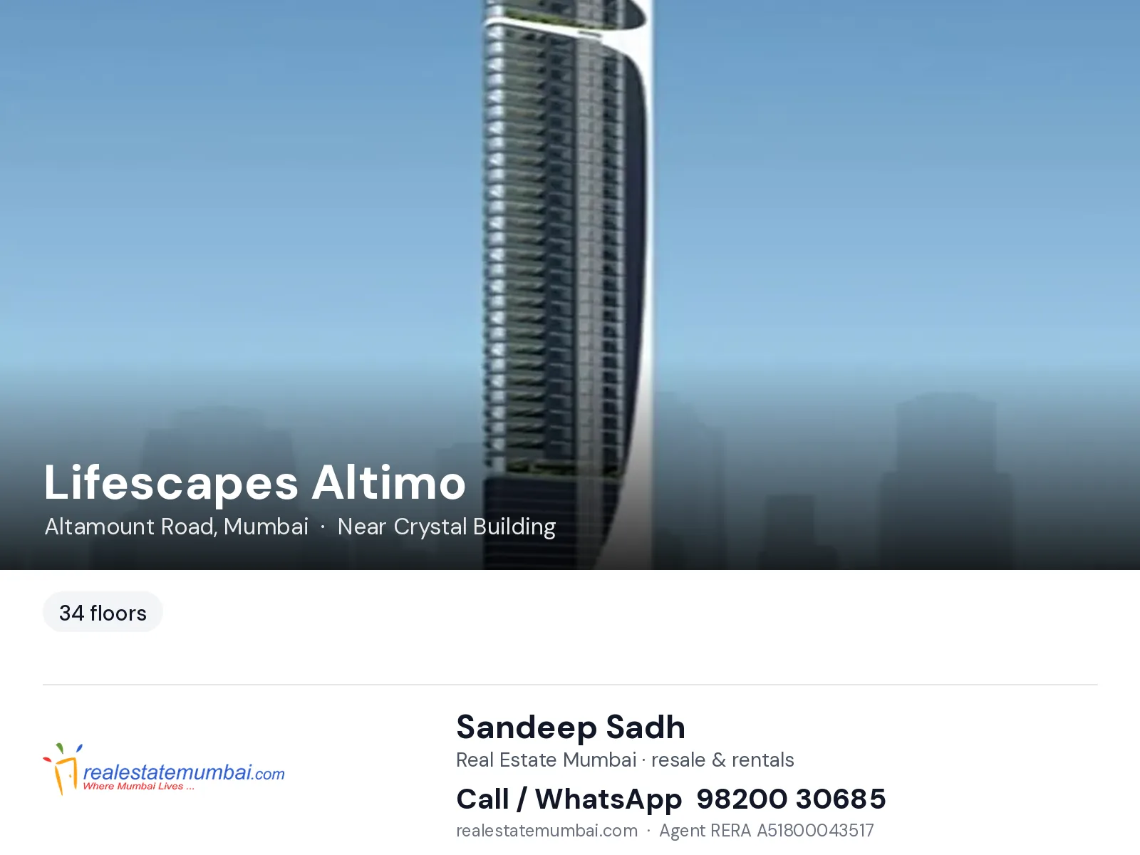Lifescapes Altimo, Altamount Road, Mumbai — flats | Real Estate Mumbai, Sandeep Sadh 98200 30685