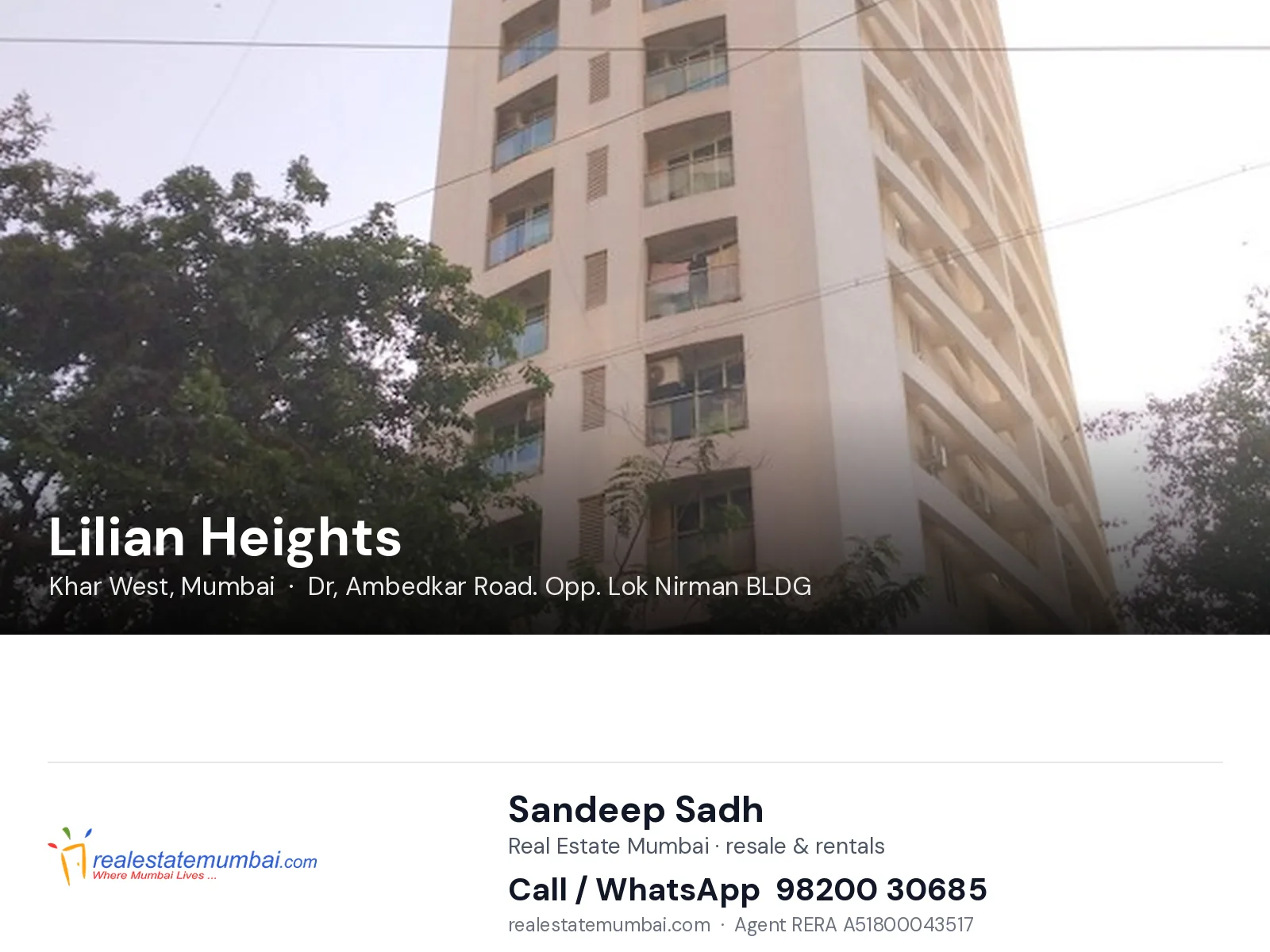 Lilian Heights, Khar West, Mumbai — flats | Real Estate Mumbai, Sandeep Sadh 98200 30685