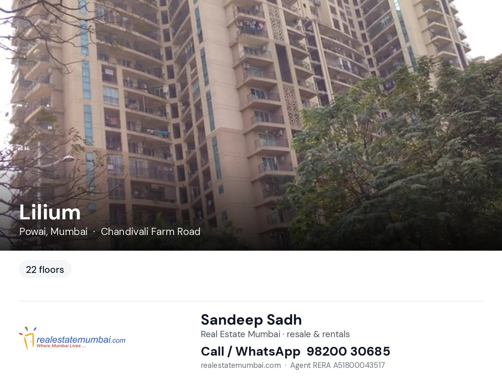 Lilium, Powai, Mumbai — flats | Real Estate Mumbai, Sandeep Sadh 98200 30685