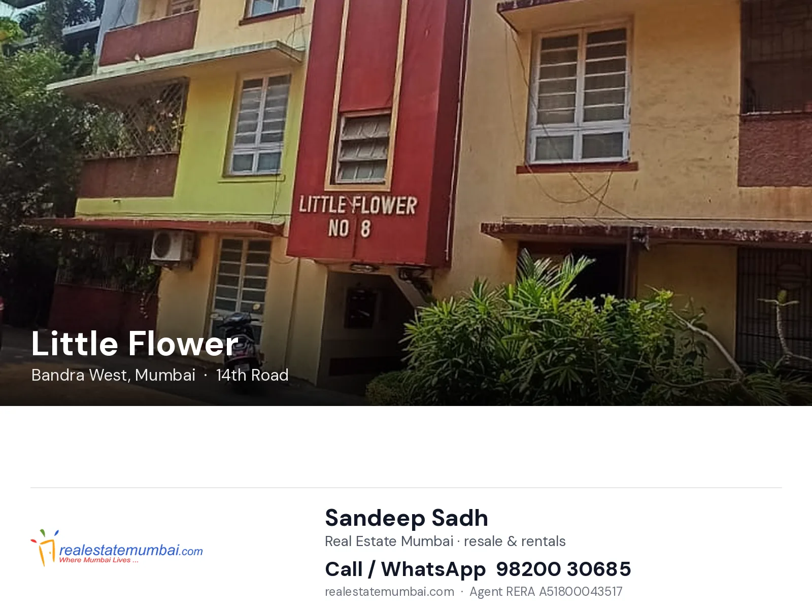 Little Flower, Bandra West, Mumbai — flats | Real Estate Mumbai, Sandeep Sadh 98200 30685