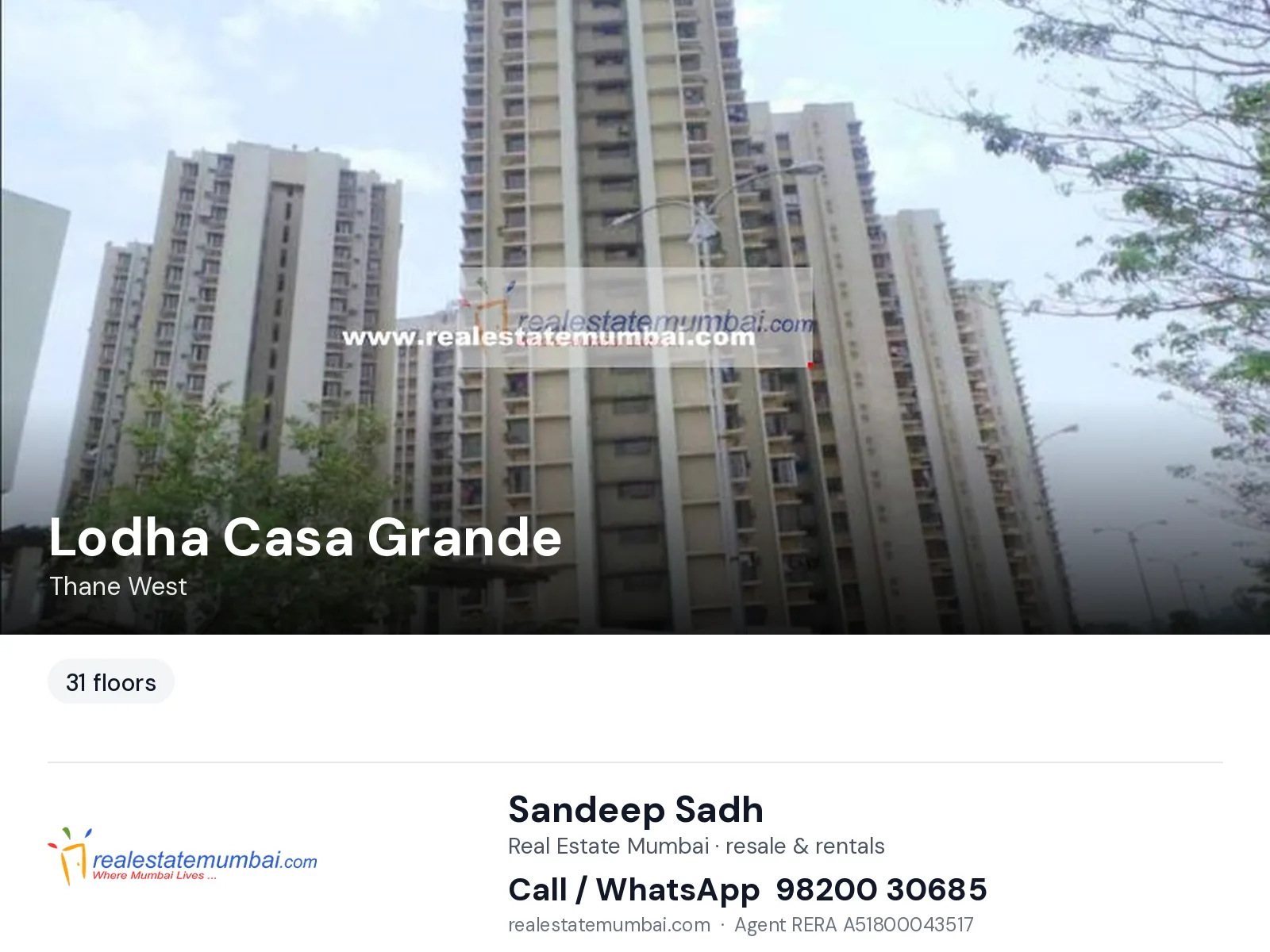 Lodha Casa Grande, Thane West — flats | Real Estate Mumbai, Sandeep Sadh 98200 30685