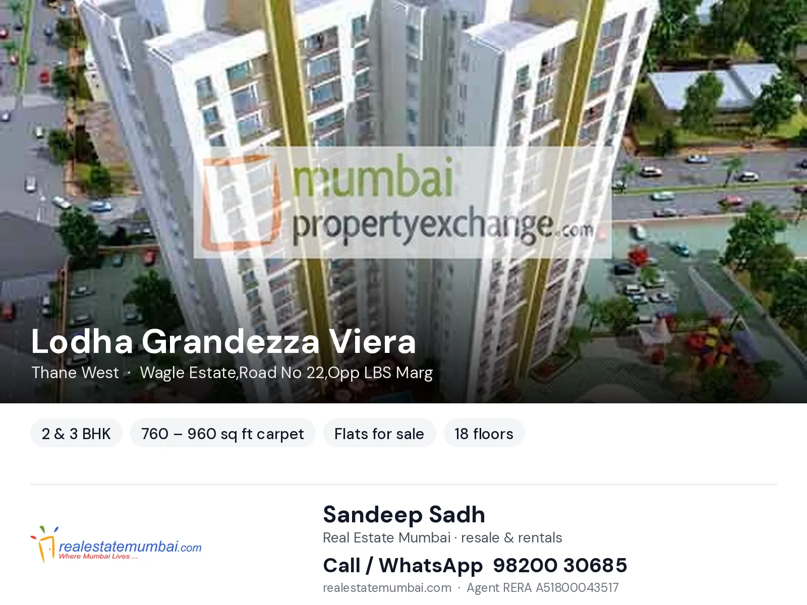 Lodha Grandezza Viera, Thane West — 2 & 3 BHK flats for sale | Real Estate Mumbai, Sandeep Sadh 98200 30685