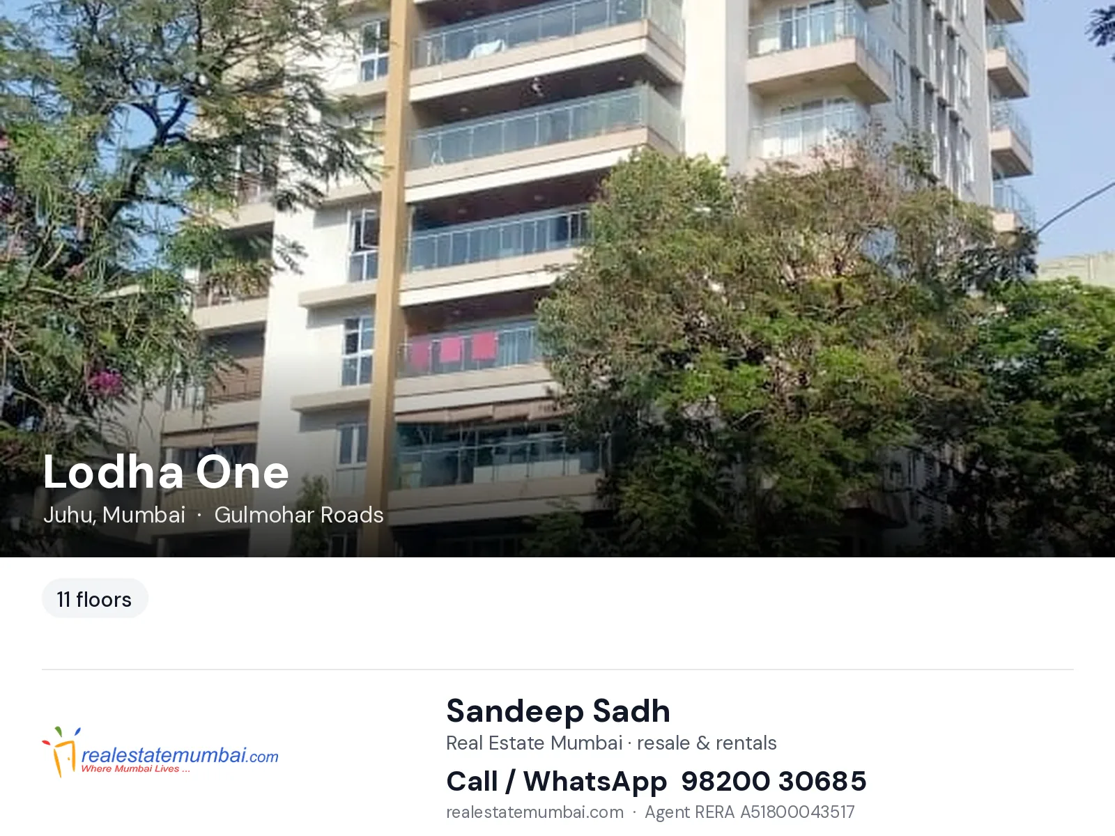 Lodha One, Juhu, Mumbai — flats | Real Estate Mumbai, Sandeep Sadh 98200 30685