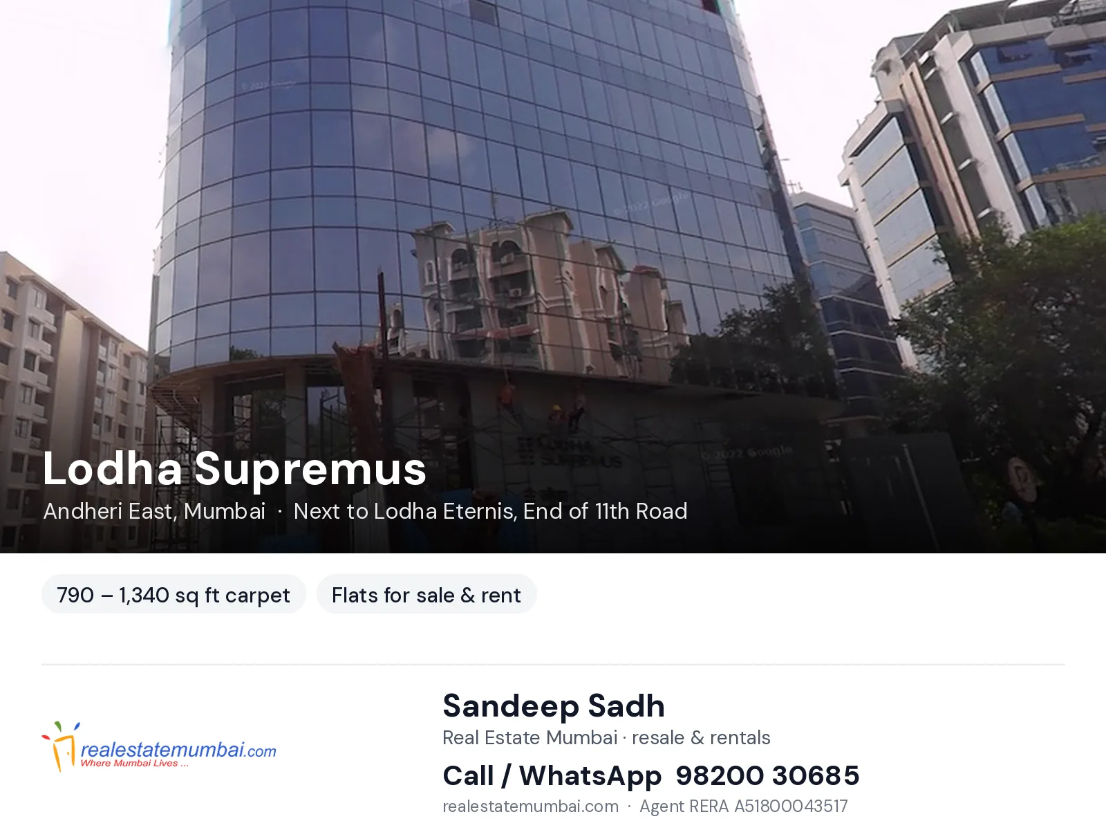 Lodha Supremus, Andheri East, Mumbai — flats for sale & rent | Real Estate Mumbai, Sandeep Sadh 98200 30685
