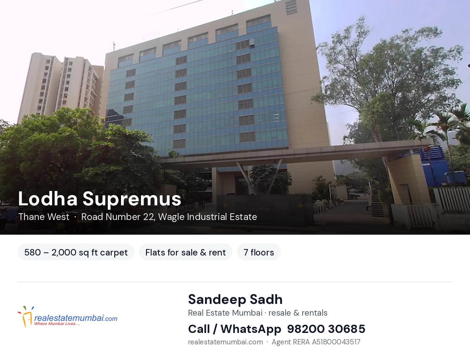 Lodha Supremus, Thane West — flats for sale & rent | Real Estate Mumbai, Sandeep Sadh 98200 30685
