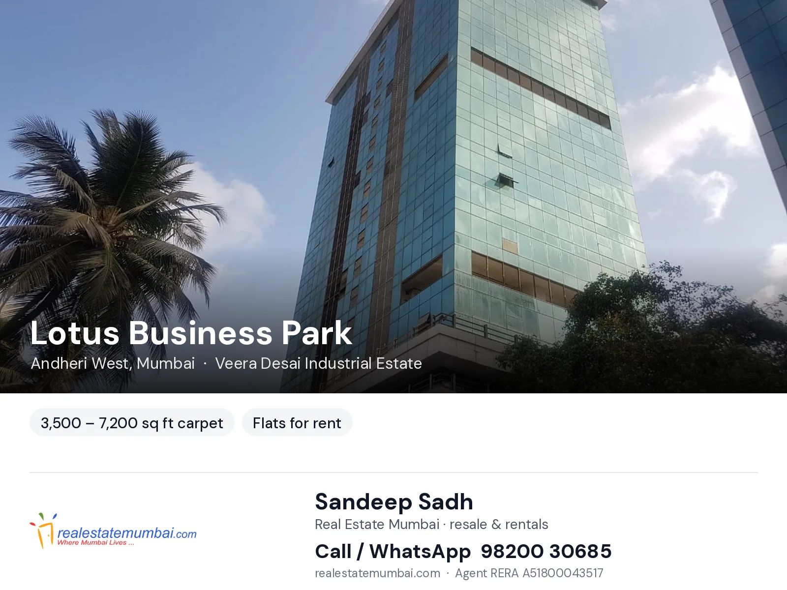 Lotus Business Park, Andheri West, Mumbai — flats for rent | Real Estate Mumbai, Sandeep Sadh 98200 30685
