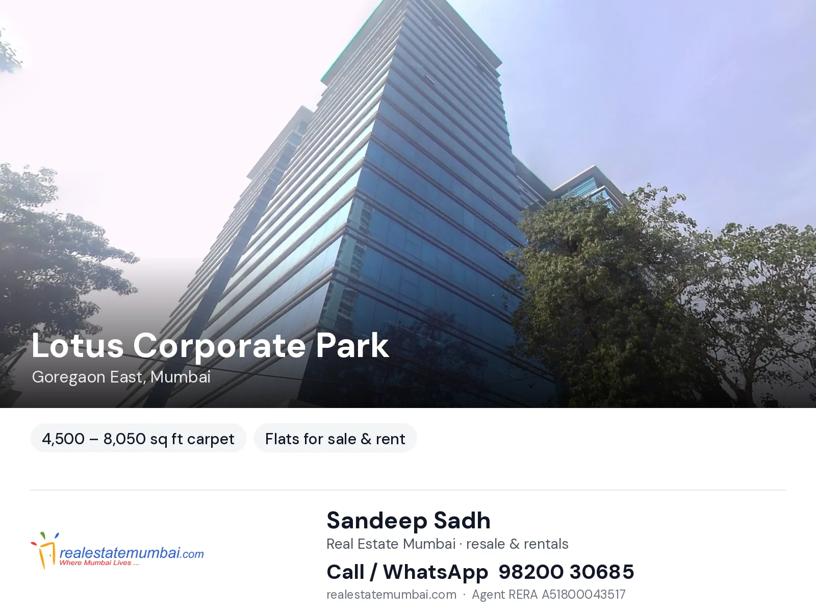 Lotus Corporate Park, Goregaon East, Mumbai — flats for sale & rent | Real Estate Mumbai, Sandeep Sadh 98200 30685