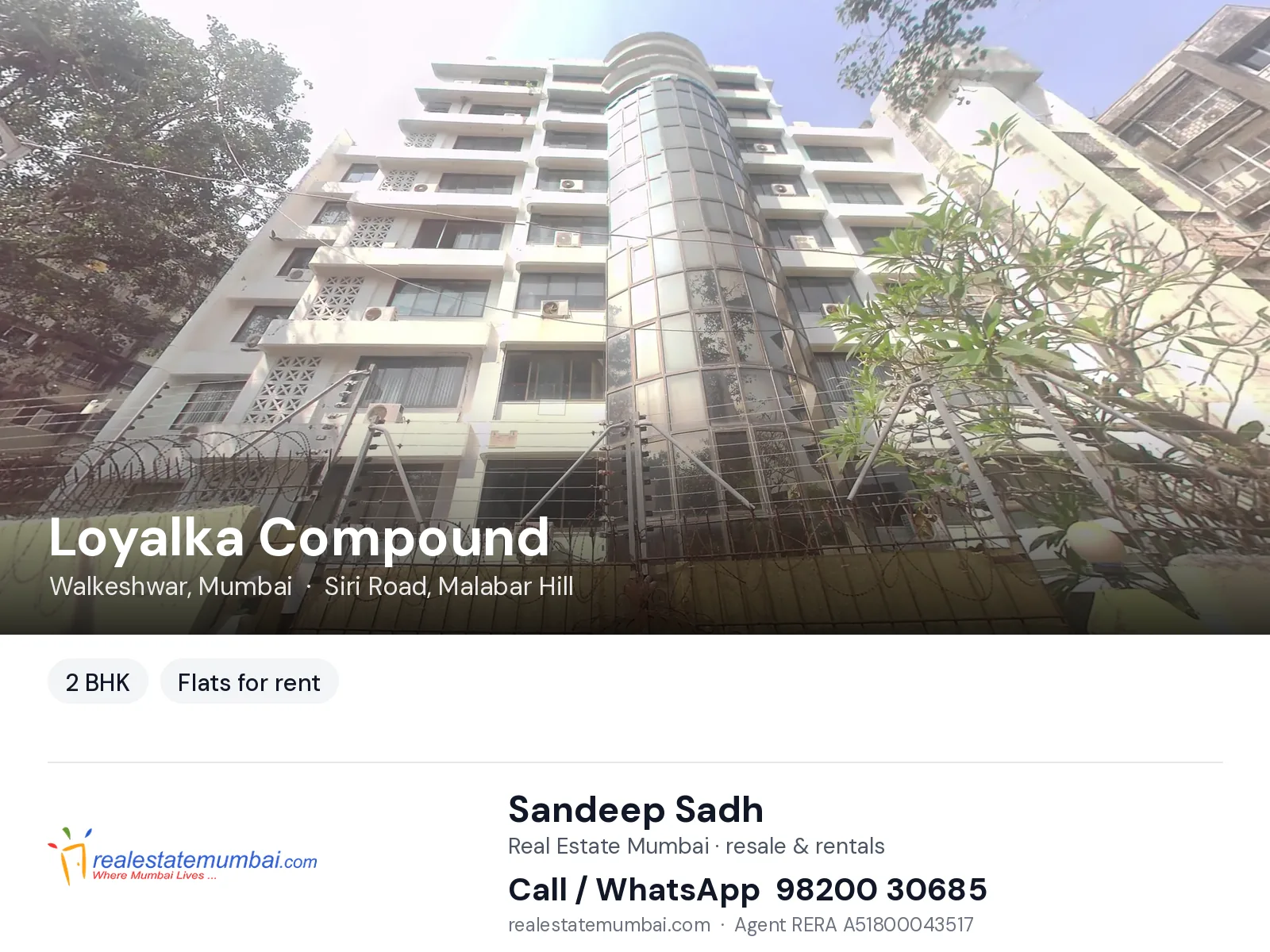 Loyalka Compound, Walkeshwar, Mumbai — 2 BHK flats for rent | Real Estate Mumbai, Sandeep Sadh 98200 30685