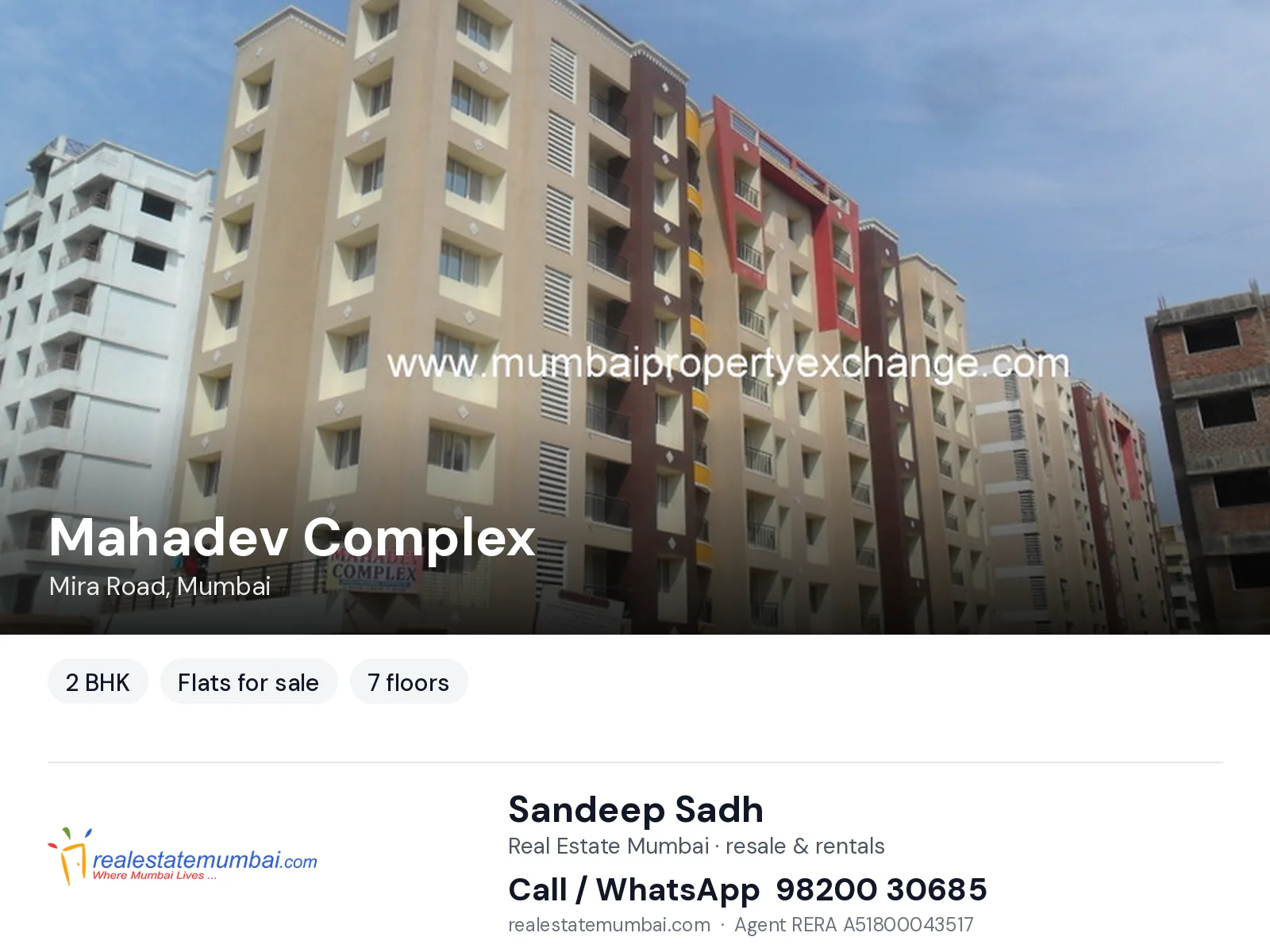 Mahadev Complex, Mira Road, Mumbai — 2 BHK flats for sale | Real Estate Mumbai, Sandeep Sadh 98200 30685