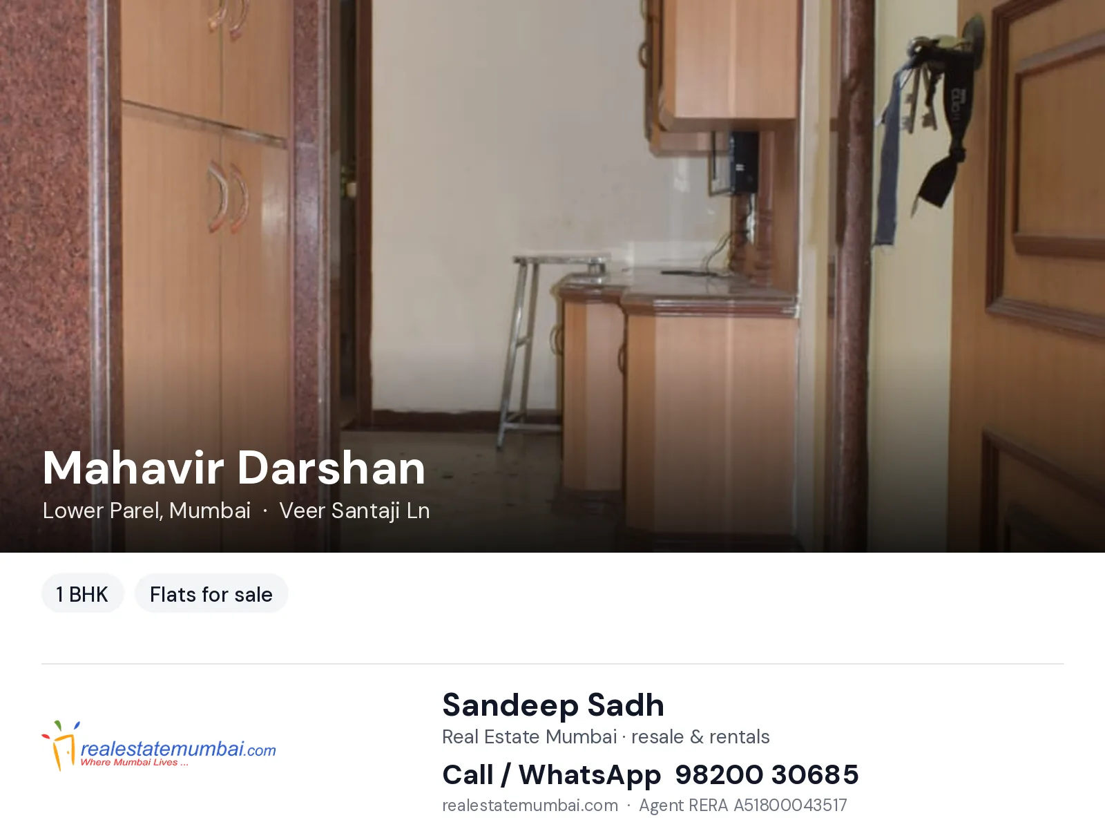 Mahavir Darshan, Lower Parel, Mumbai — 1 BHK flats for sale | Real Estate Mumbai, Sandeep Sadh 98200 30685