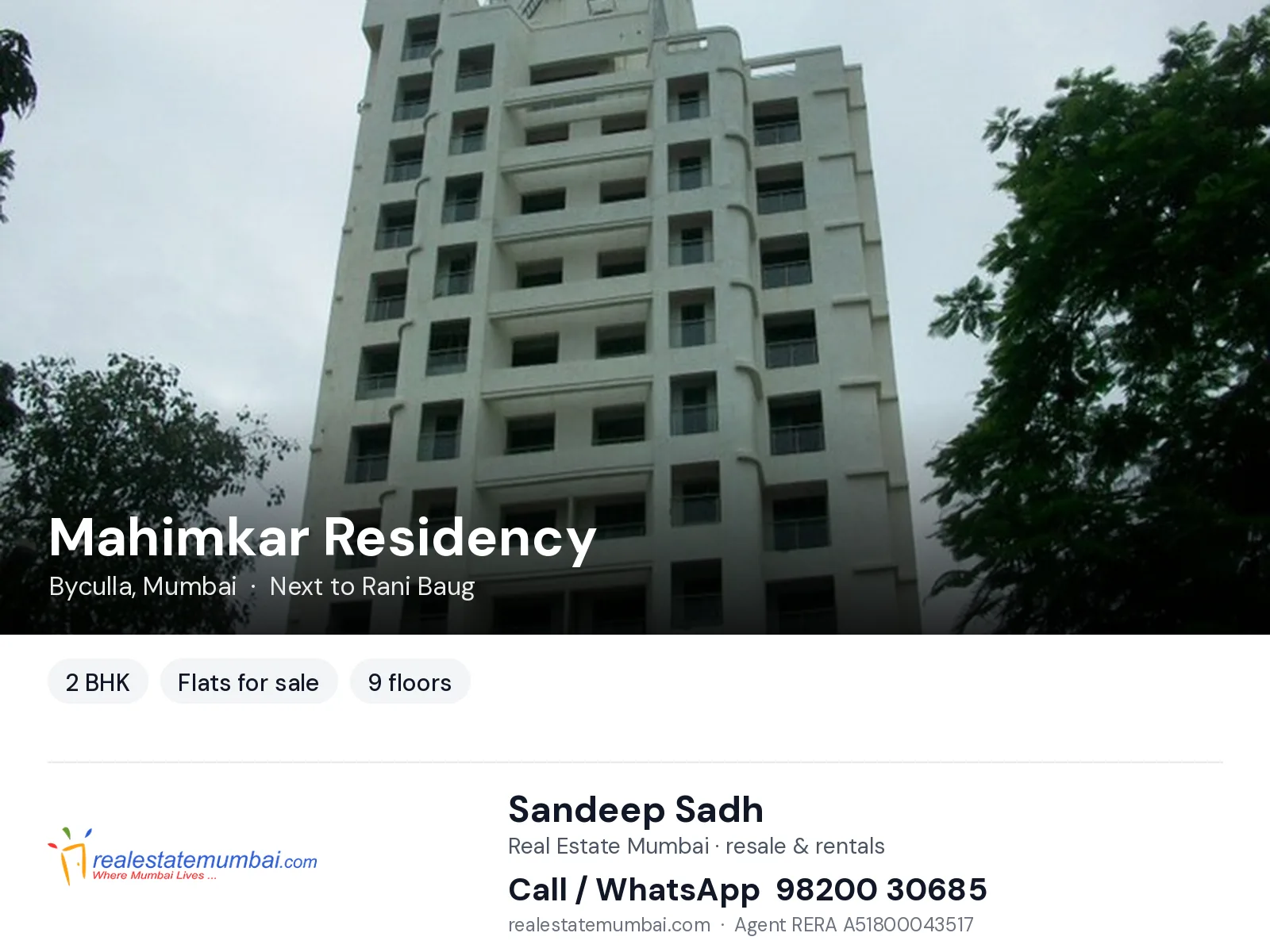 Mahimkar Residency, Byculla, Mumbai — 2 BHK flats for sale | Real Estate Mumbai, Sandeep Sadh 98200 30685