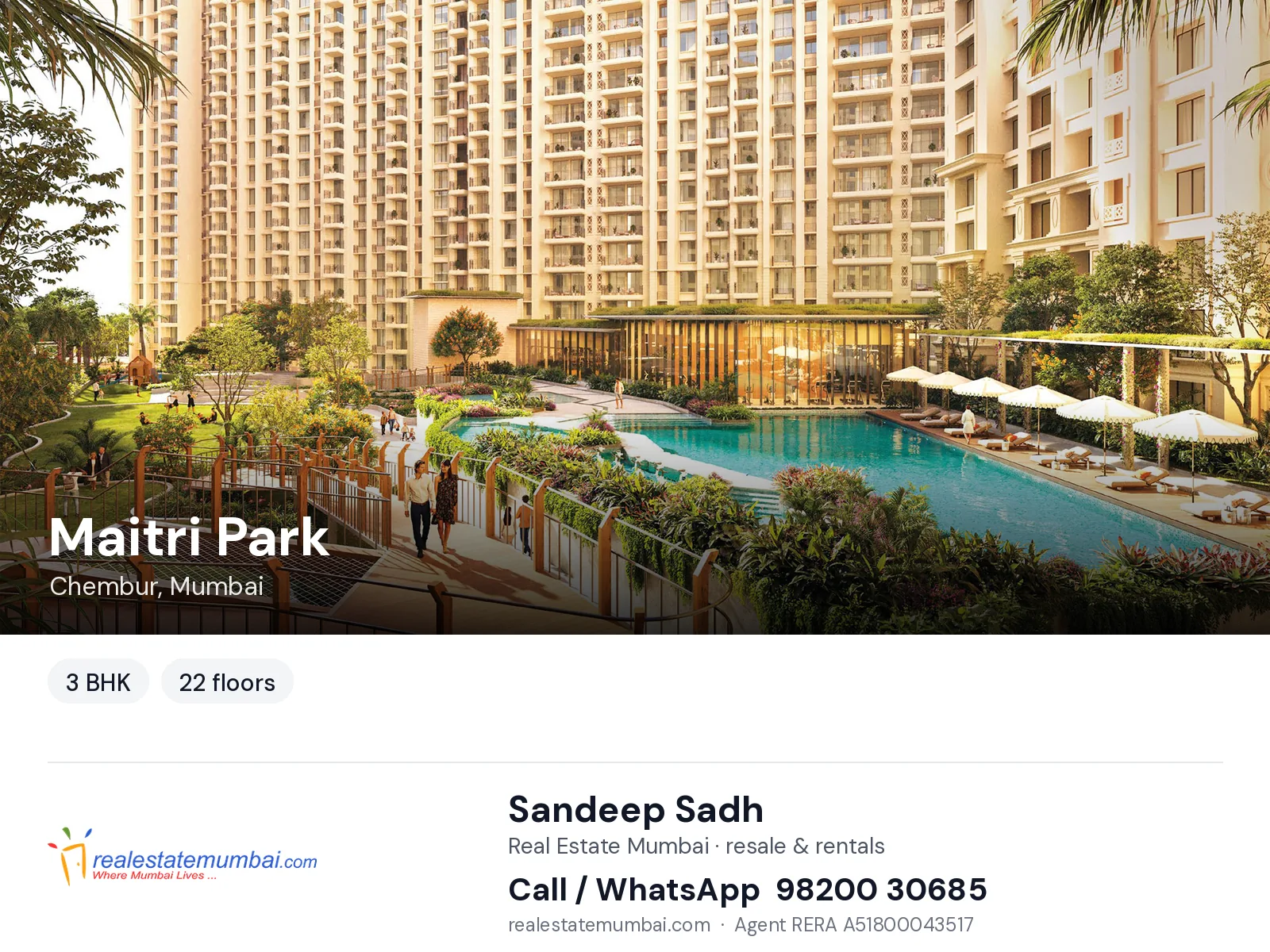 Maitri Park, Chembur, Mumbai — 3 BHK flats | Real Estate Mumbai, Sandeep Sadh 98200 30685