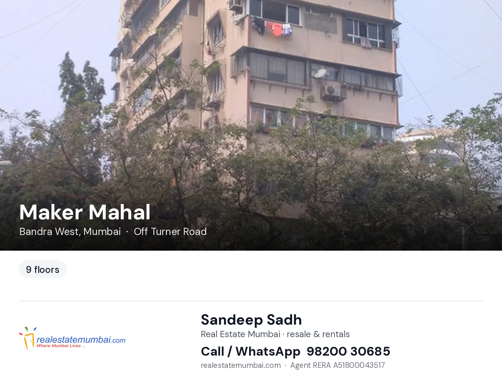 Maker Mahal, Bandra West, Mumbai — flats | Real Estate Mumbai, Sandeep Sadh 98200 30685