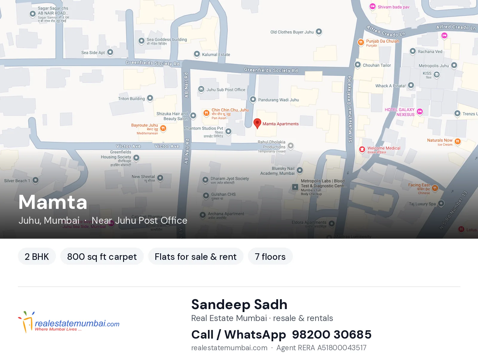 Mamta, Juhu, Mumbai — 2 BHK flats for sale & rent | Real Estate Mumbai, Sandeep Sadh 98200 30685
