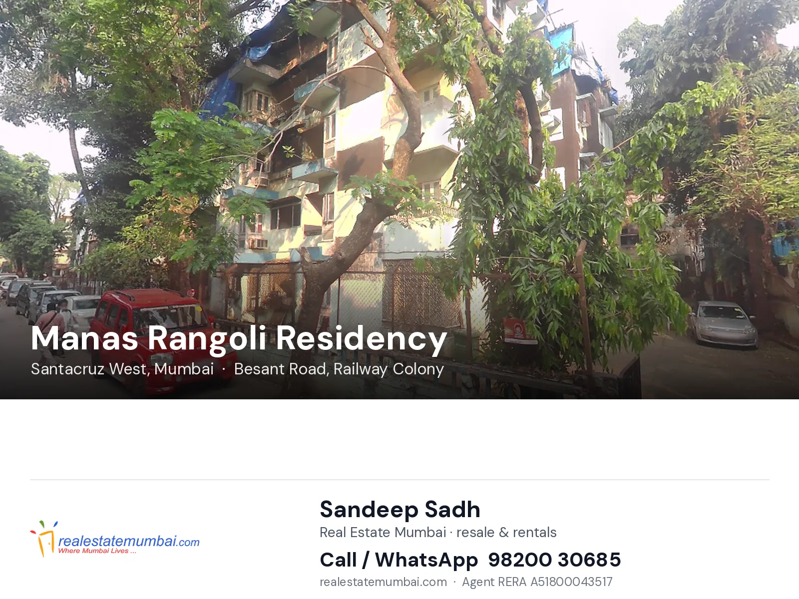 Manas Rangoli Residency, Santacruz West, Mumbai — flats | Real Estate Mumbai, Sandeep Sadh 98200 30685
