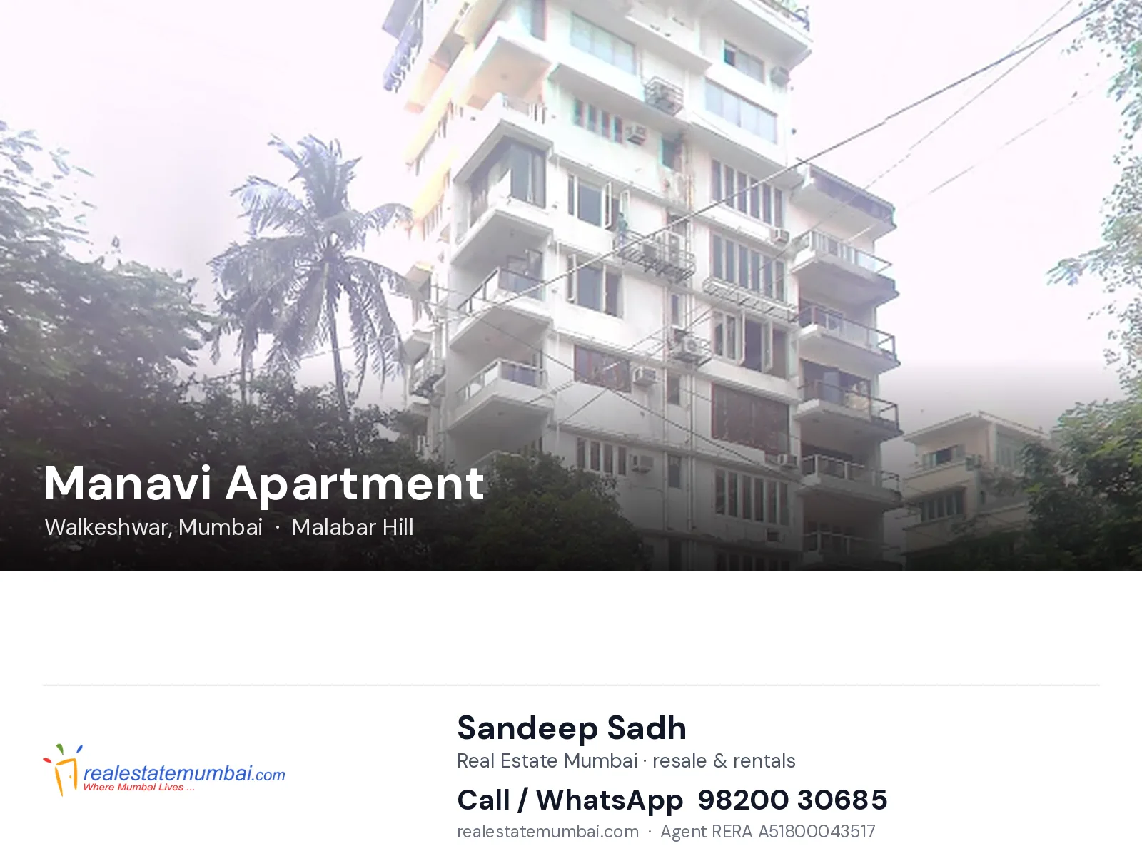 Manavi Apartment, Walkeshwar, Mumbai — flats | Real Estate Mumbai, Sandeep Sadh 98200 30685