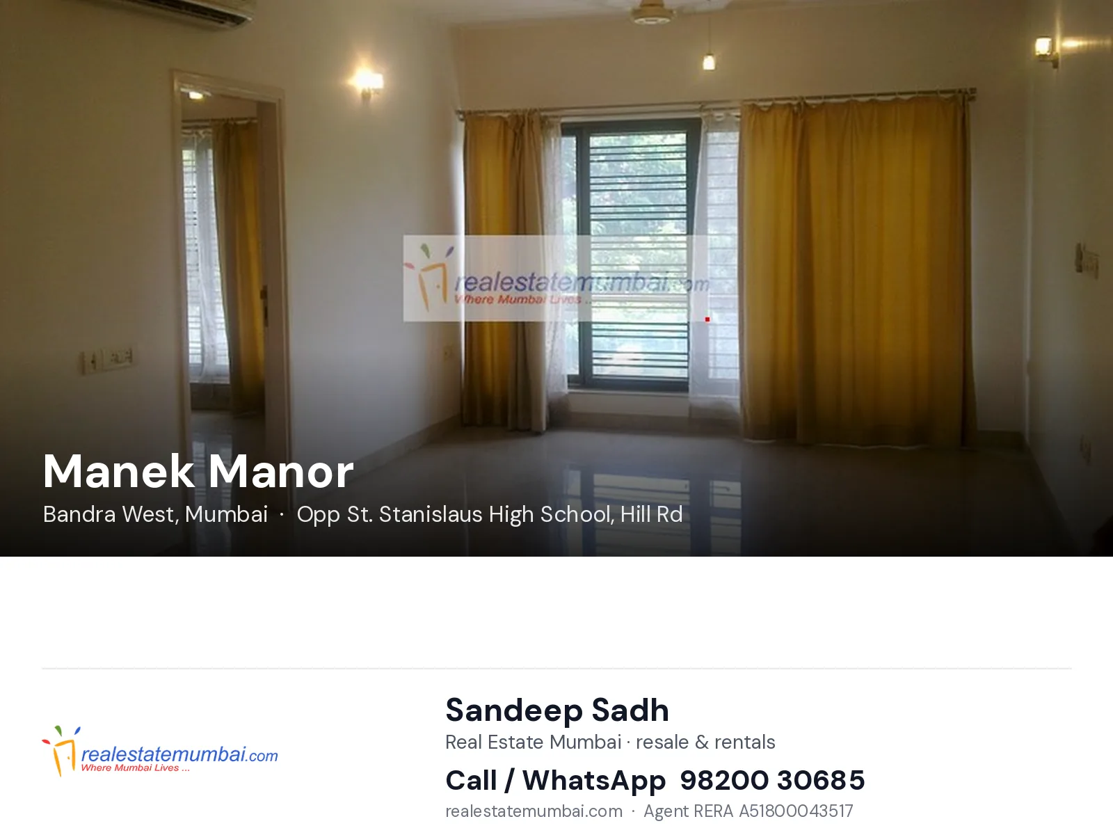 Manek Manor, Bandra West, Mumbai — flats | Real Estate Mumbai, Sandeep Sadh 98200 30685
