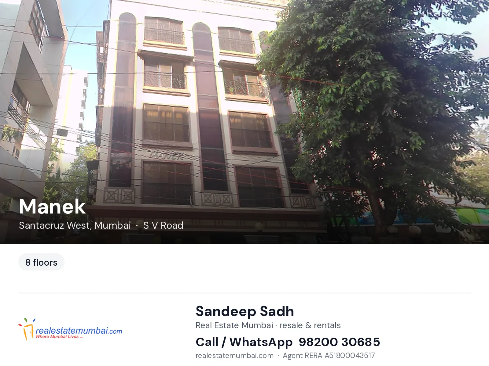 Manek, Santacruz West, Mumbai — flats | Real Estate Mumbai, Sandeep Sadh 98200 30685