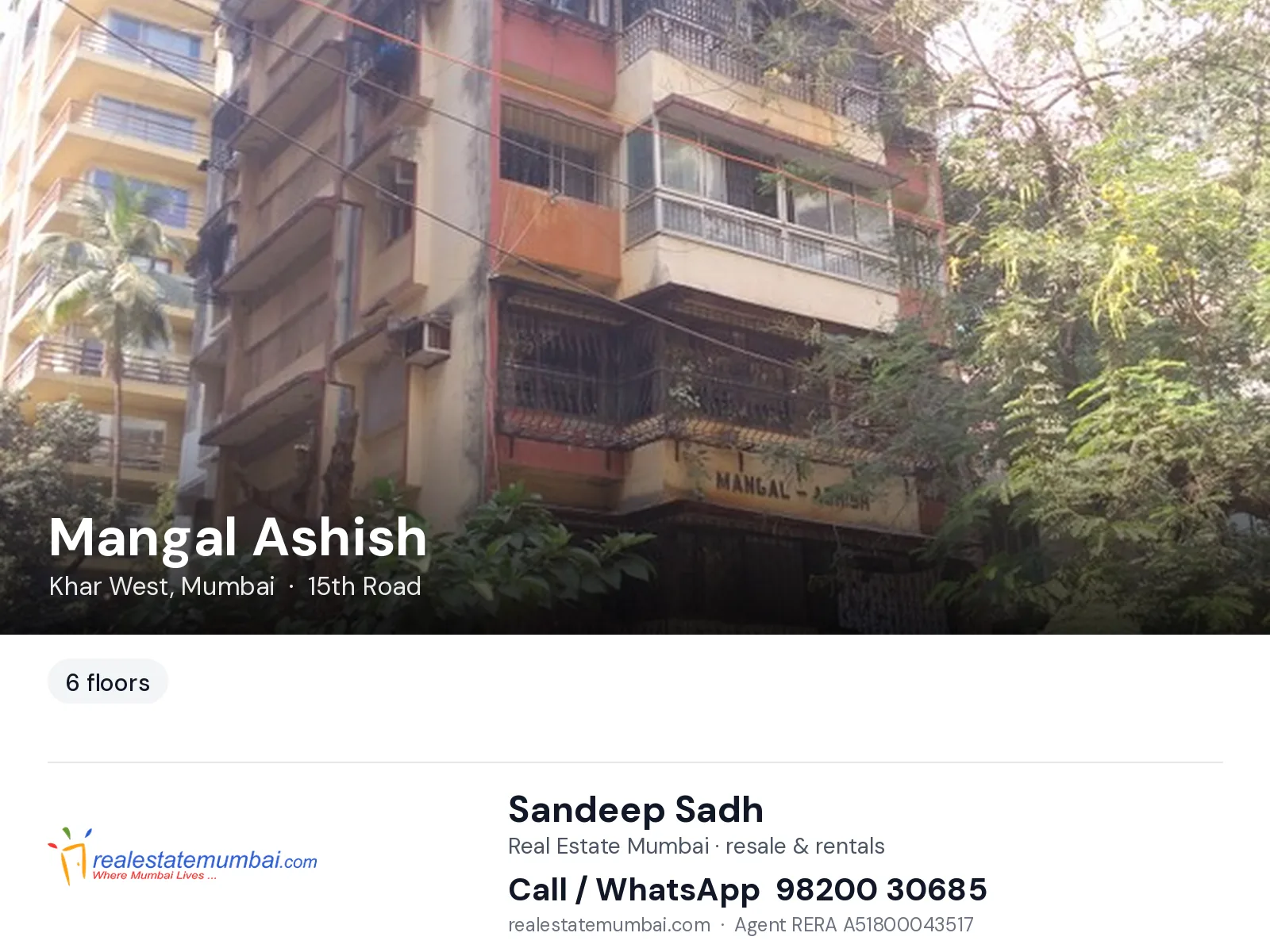 Mangal Ashish, Khar West, Mumbai — flats | Real Estate Mumbai, Sandeep Sadh 98200 30685