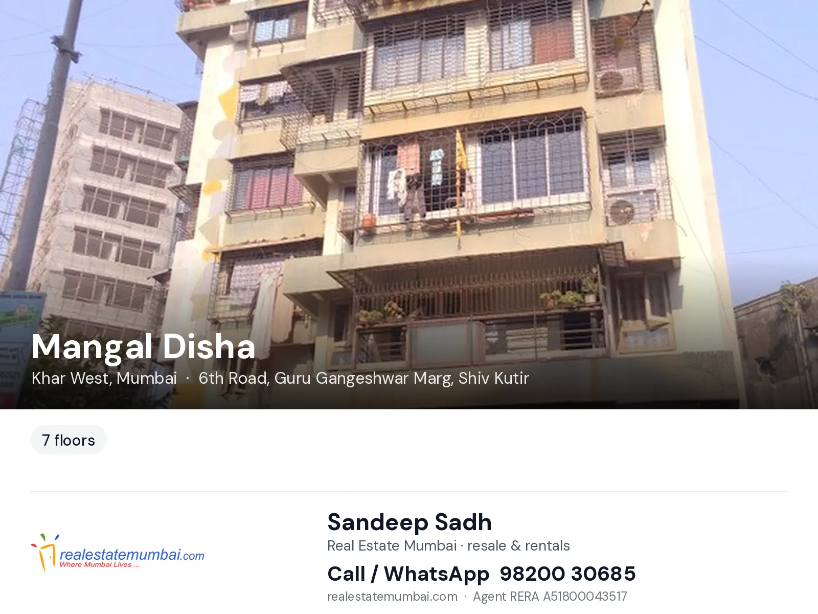 Mangal Disha, Khar West, Mumbai — flats | Real Estate Mumbai, Sandeep Sadh 98200 30685