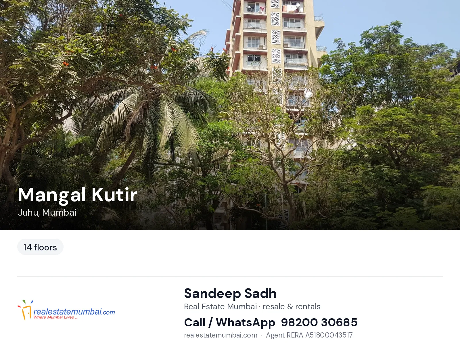 Mangal Kutir, Juhu, Mumbai — flats | Real Estate Mumbai, Sandeep Sadh 98200 30685