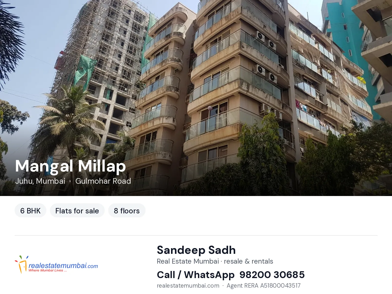 Mangal Millap, Juhu, Mumbai — 6 BHK flats for sale | Real Estate Mumbai, Sandeep Sadh 98200 30685