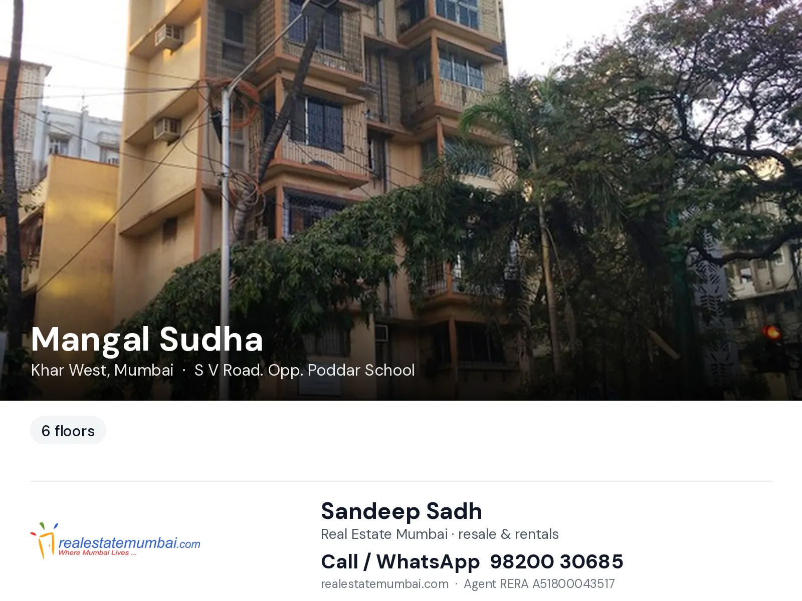 Mangal Sudha, Khar West, Mumbai — flats | Real Estate Mumbai, Sandeep Sadh 98200 30685