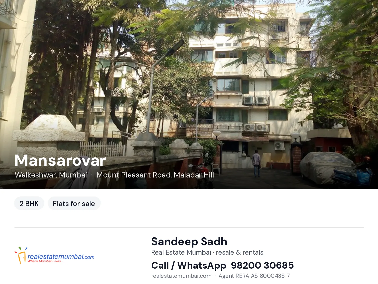 Mansarovar, Walkeshwar, Mumbai — 2 BHK flats for sale | Real Estate Mumbai, Sandeep Sadh 98200 30685