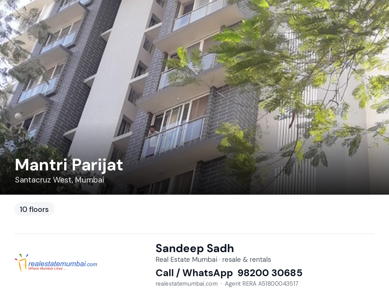 Mantri Parijat, Santacruz West, Mumbai — flats | Real Estate Mumbai, Sandeep Sadh 98200 30685