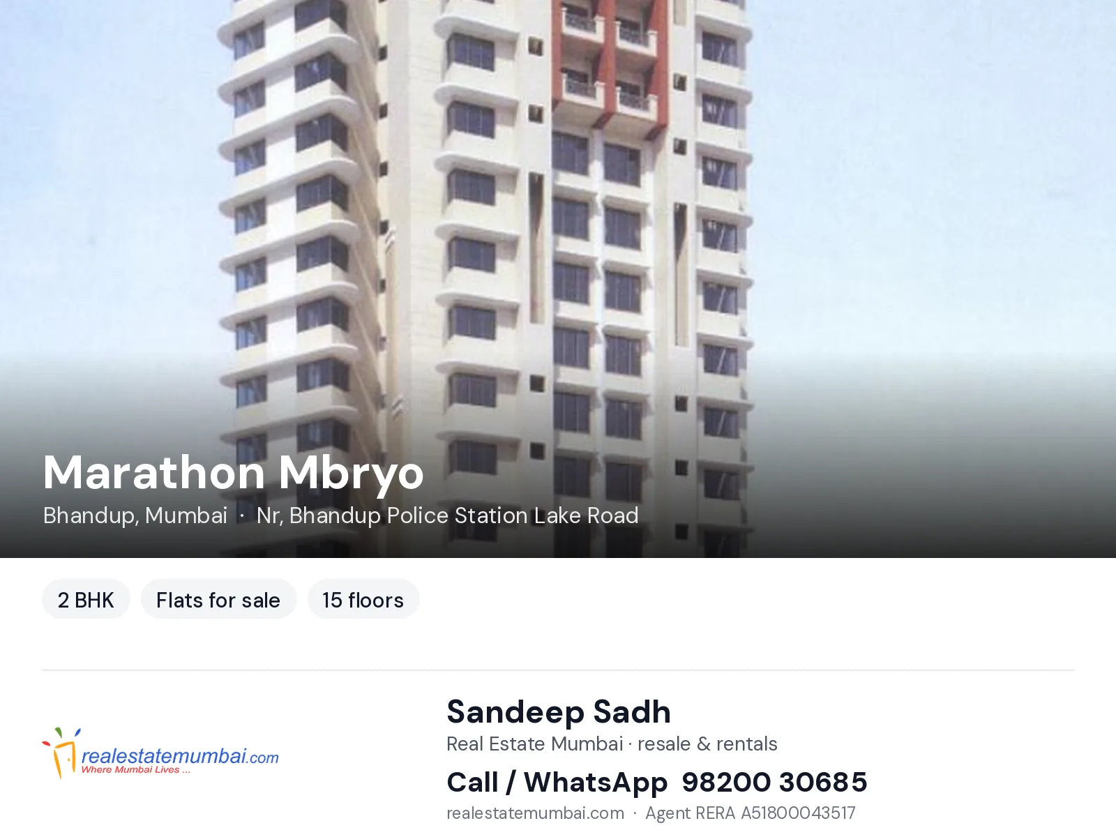 Marathon Mbryo, Bhandup, Mumbai — 2 BHK flats for sale | Real Estate Mumbai, Sandeep Sadh 98200 30685