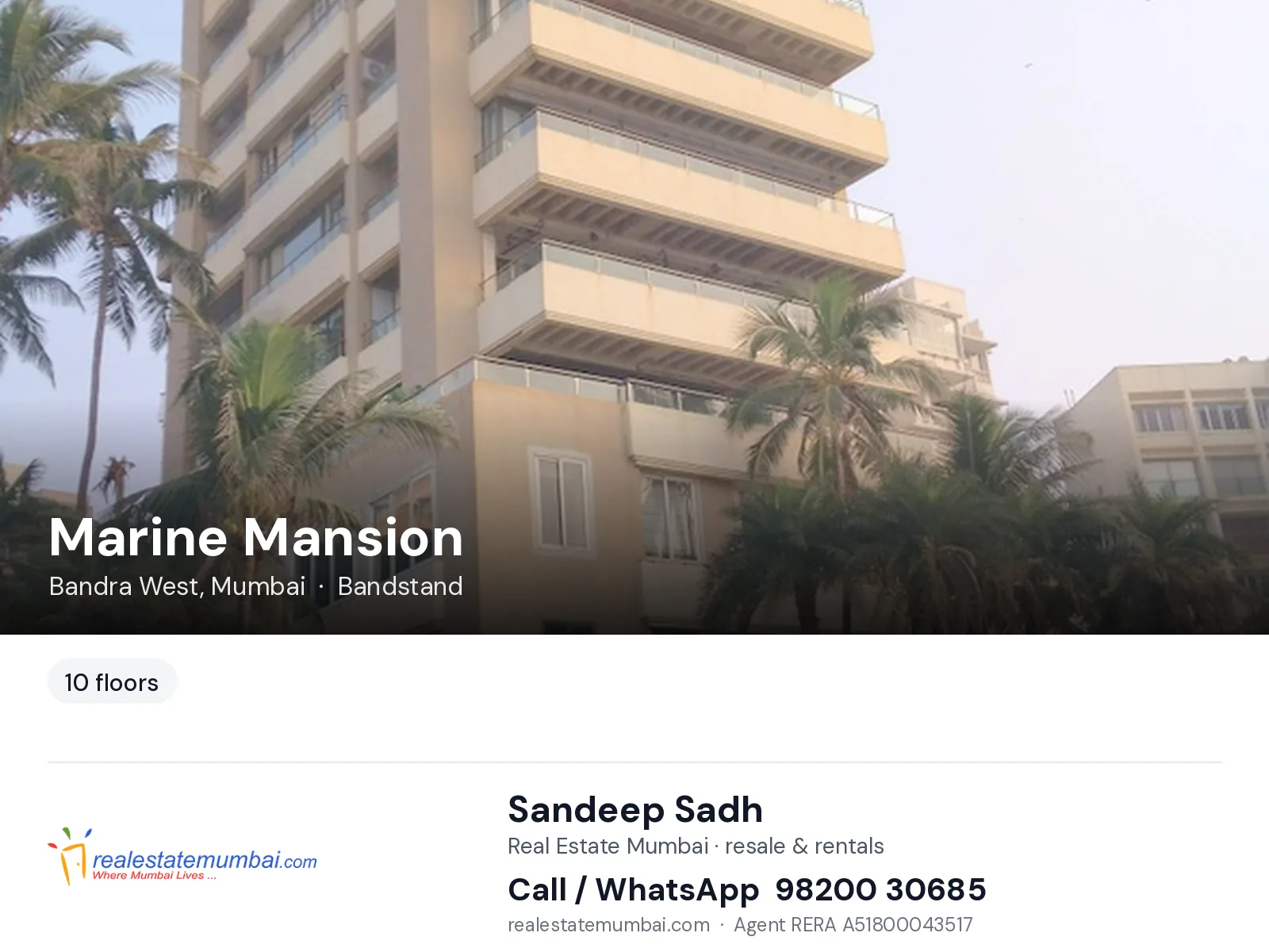 Marine Mansion, Bandra West, Mumbai — flats | Real Estate Mumbai, Sandeep Sadh 98200 30685