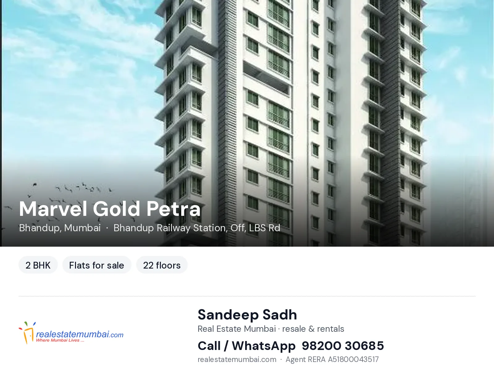 Marvel Gold Petra, Bhandup, Mumbai — 2 BHK flats for sale | Real Estate Mumbai, Sandeep Sadh 98200 30685