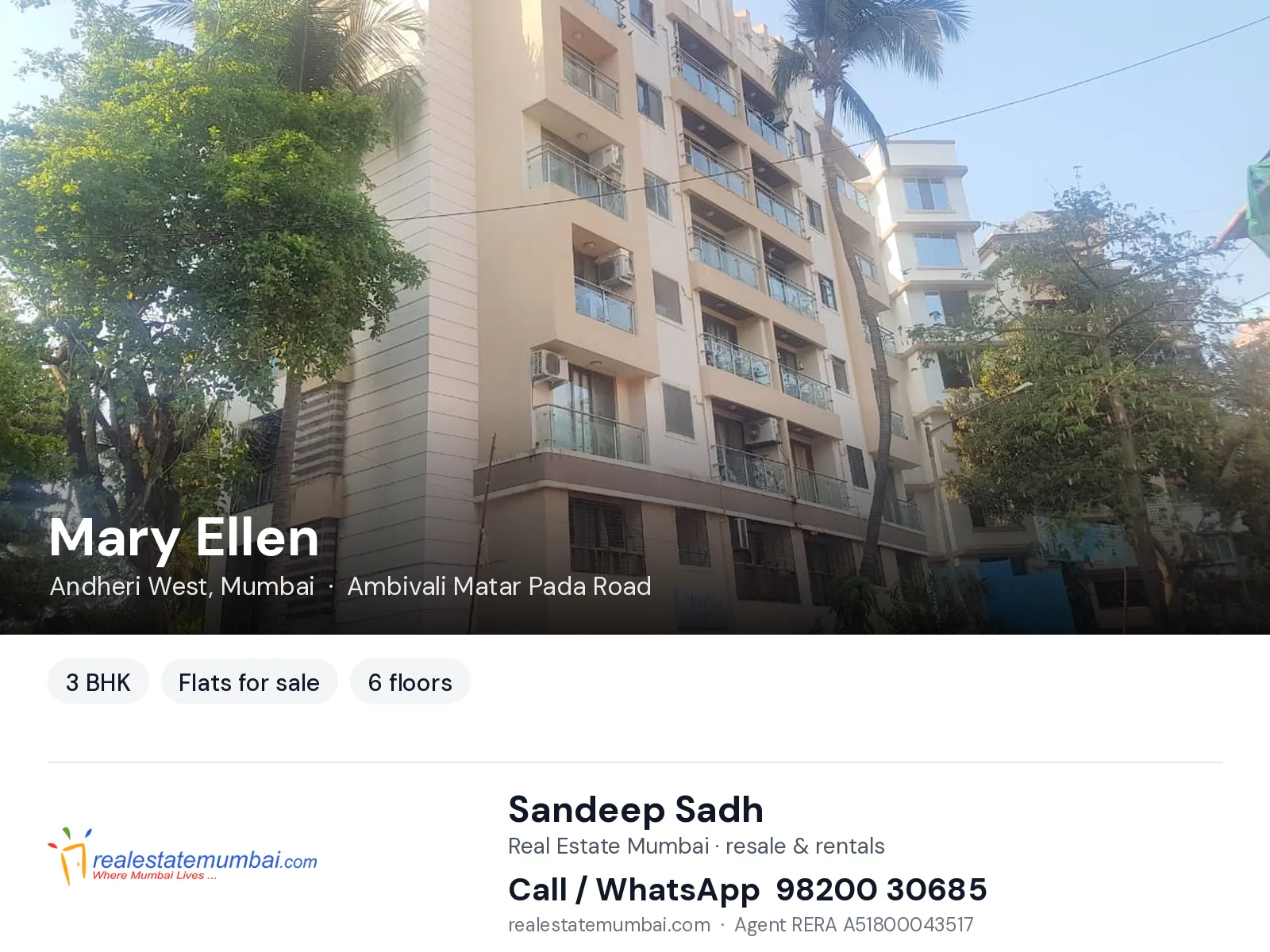 Mary Ellen, Andheri West, Mumbai — 3 BHK flats for sale | Real Estate Mumbai, Sandeep Sadh 98200 30685