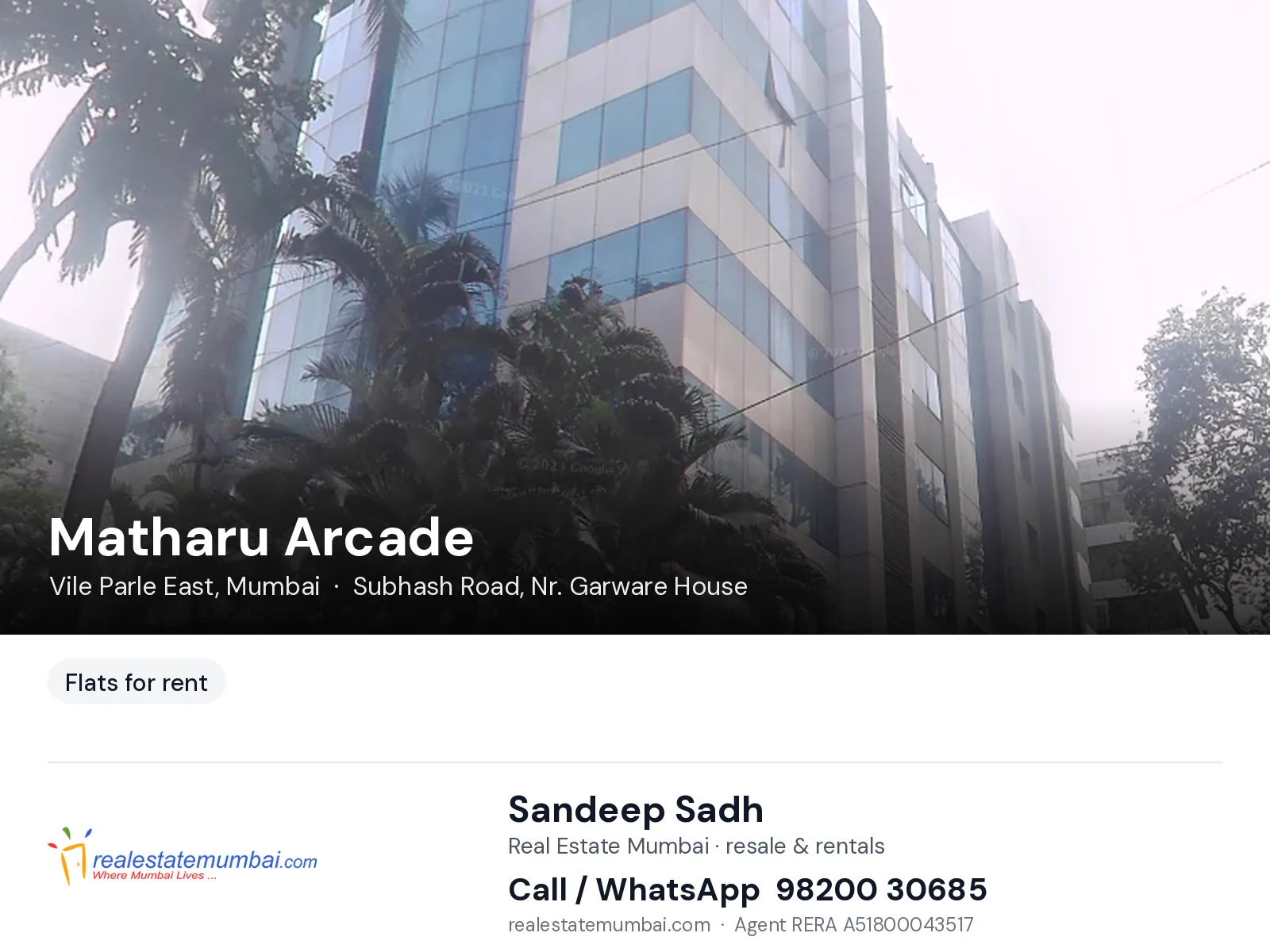 Matharu Arcade, Vile Parle East, Mumbai — flats for rent | Real Estate Mumbai, Sandeep Sadh 98200 30685