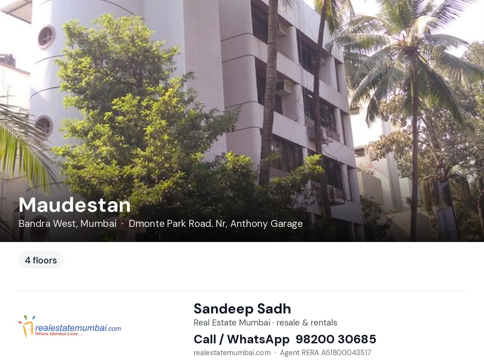 Maudestan, Bandra West, Mumbai — flats | Real Estate Mumbai, Sandeep Sadh 98200 30685
