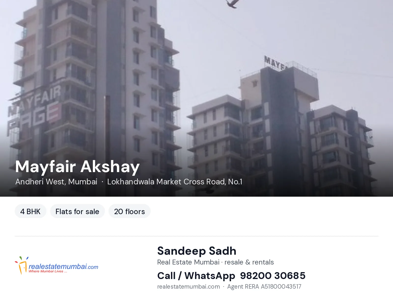 Mayfair Akshay, Andheri West, Mumbai — 4 BHK flats for sale | Real Estate Mumbai, Sandeep Sadh 98200 30685