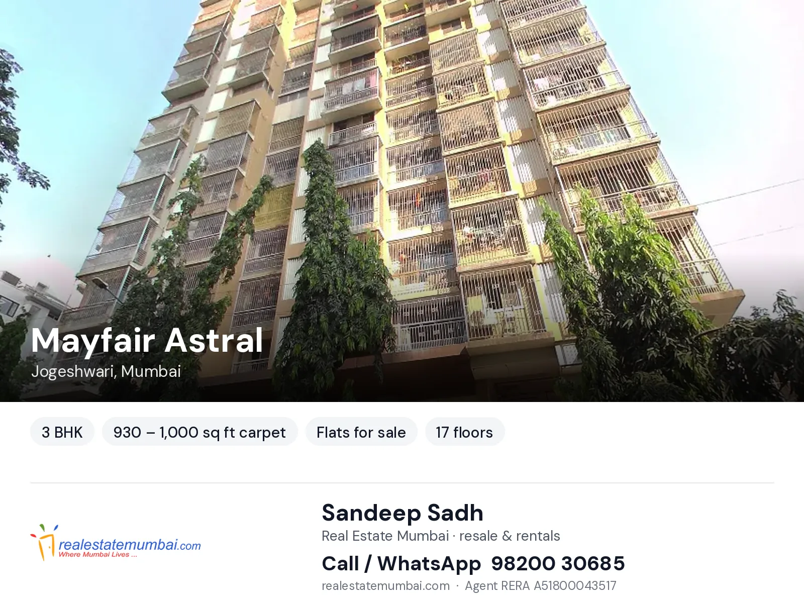 Mayfair Astral, Jogeshwari, Mumbai — 3 BHK flats for sale | Real Estate Mumbai, Sandeep Sadh 98200 30685