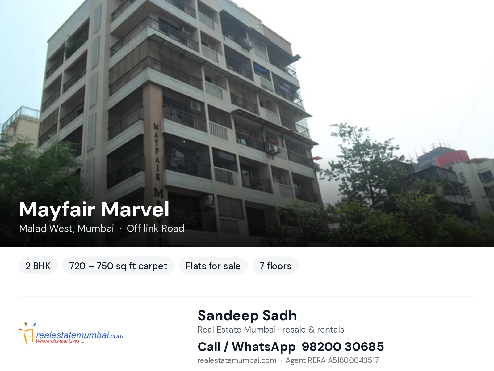 Mayfair Marvel, Malad West, Mumbai — 2 BHK flats for sale | Real Estate Mumbai, Sandeep Sadh 98200 30685