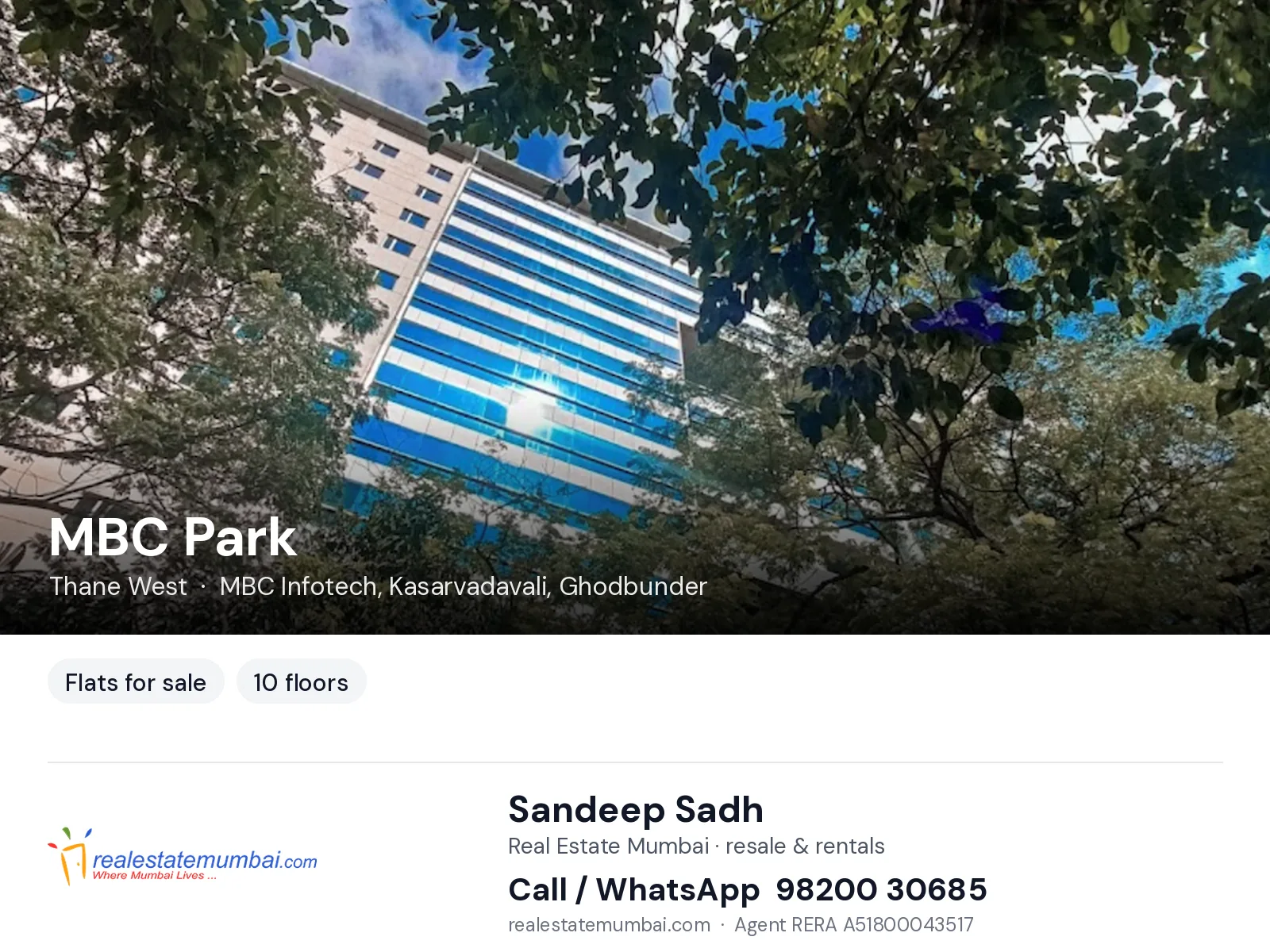 MBC Park, Thane West — flats for sale | Real Estate Mumbai, Sandeep Sadh 98200 30685