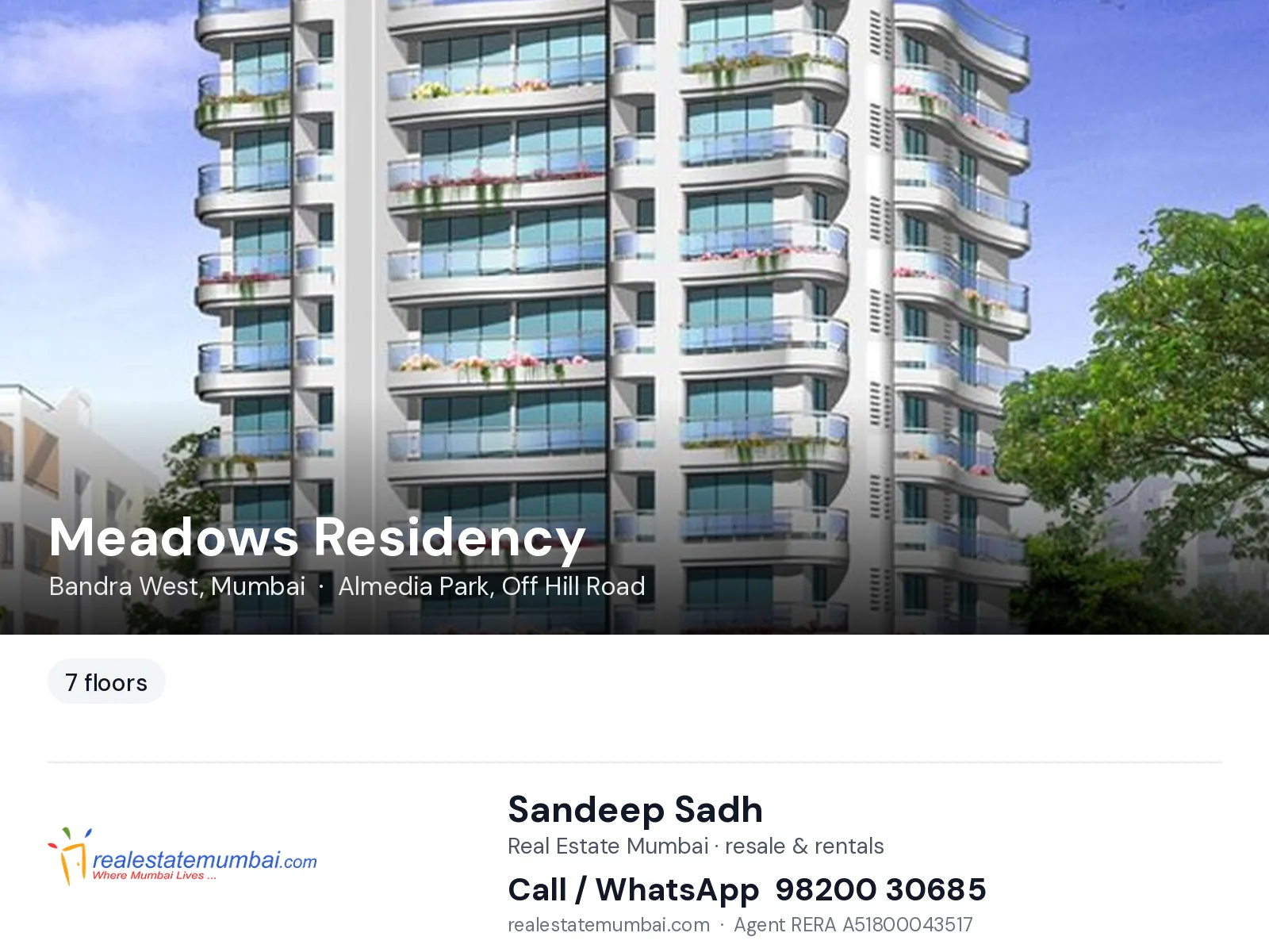Meadows Residency, Bandra West, Mumbai — flats | Real Estate Mumbai, Sandeep Sadh 98200 30685