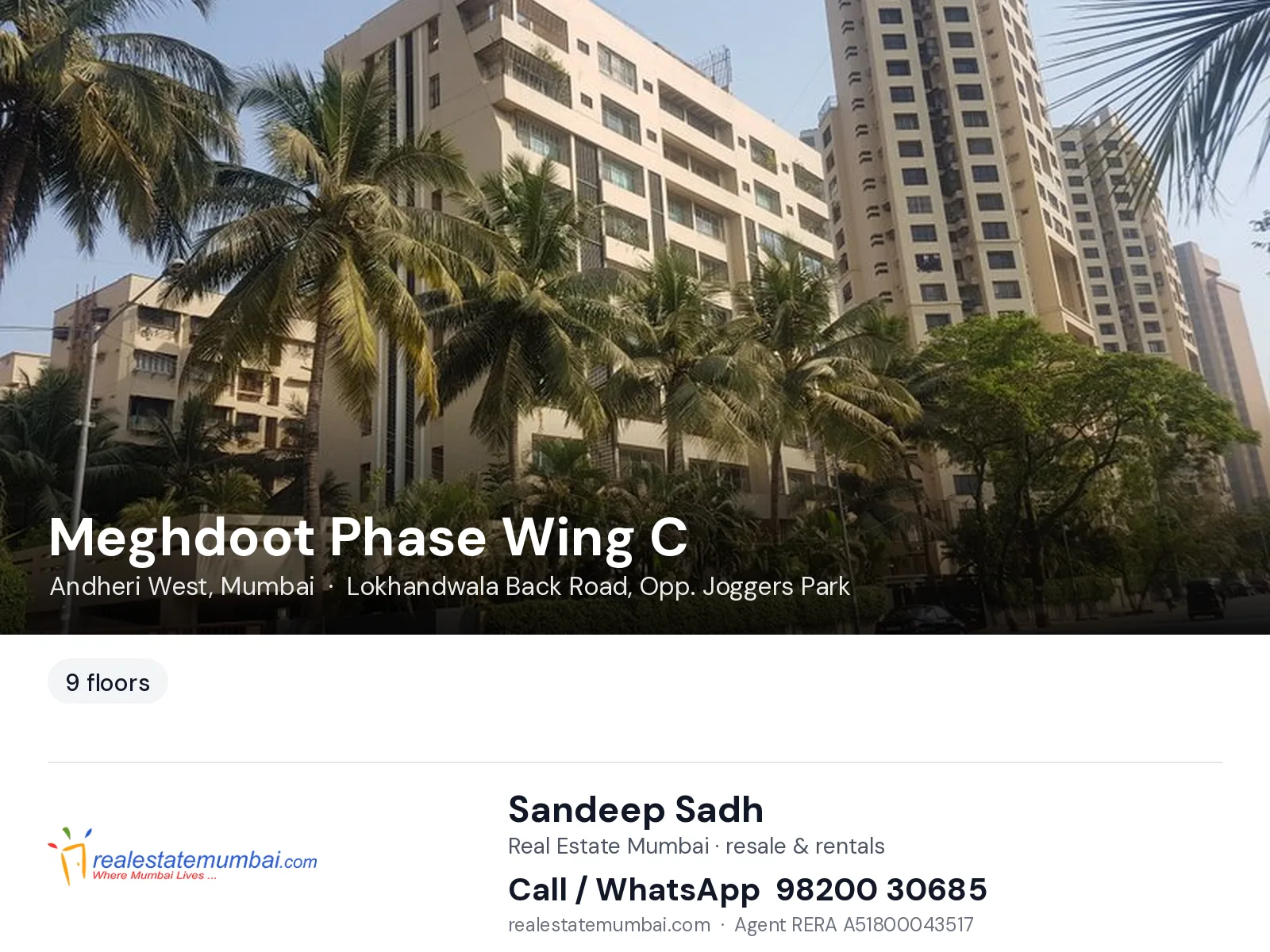 Meghdoot Phase Wing C, Andheri West, Mumbai — flats | Real Estate Mumbai, Sandeep Sadh 98200 30685