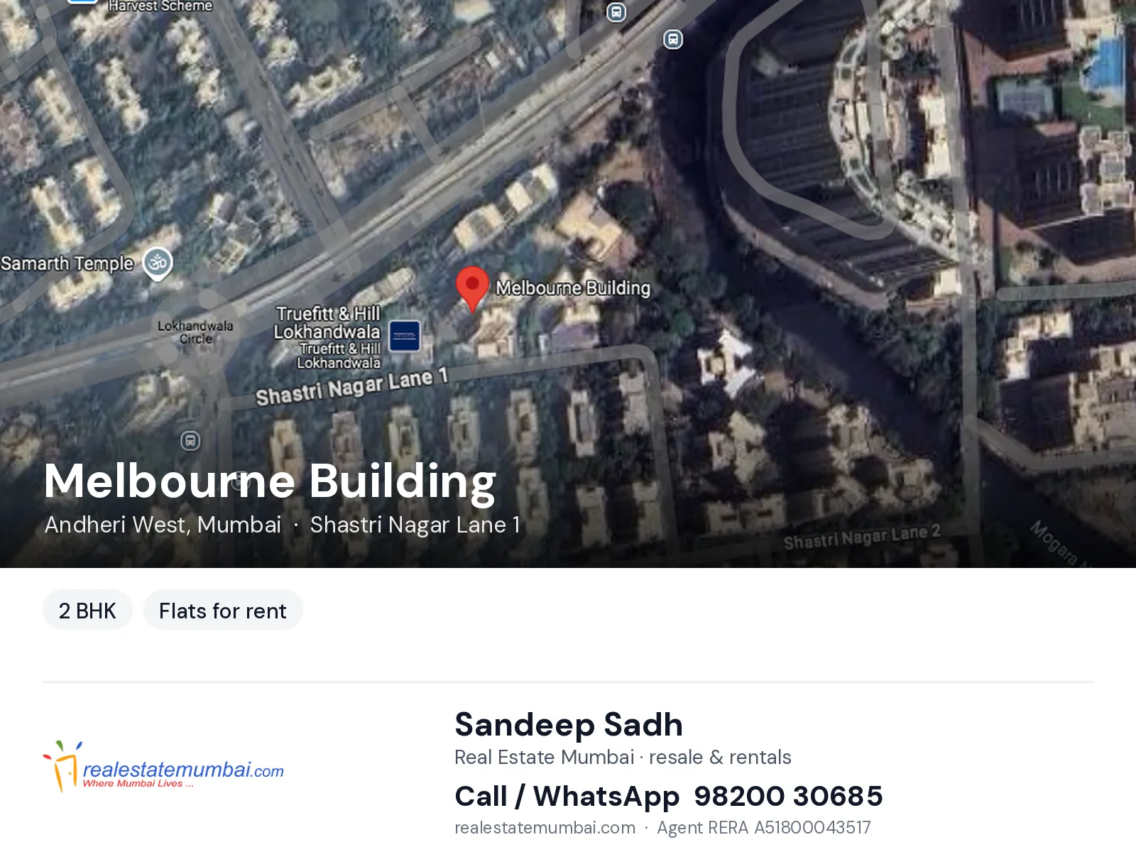Melbourne Building, Andheri West, Mumbai — 2 BHK flats for rent | Real Estate Mumbai, Sandeep Sadh 98200 30685