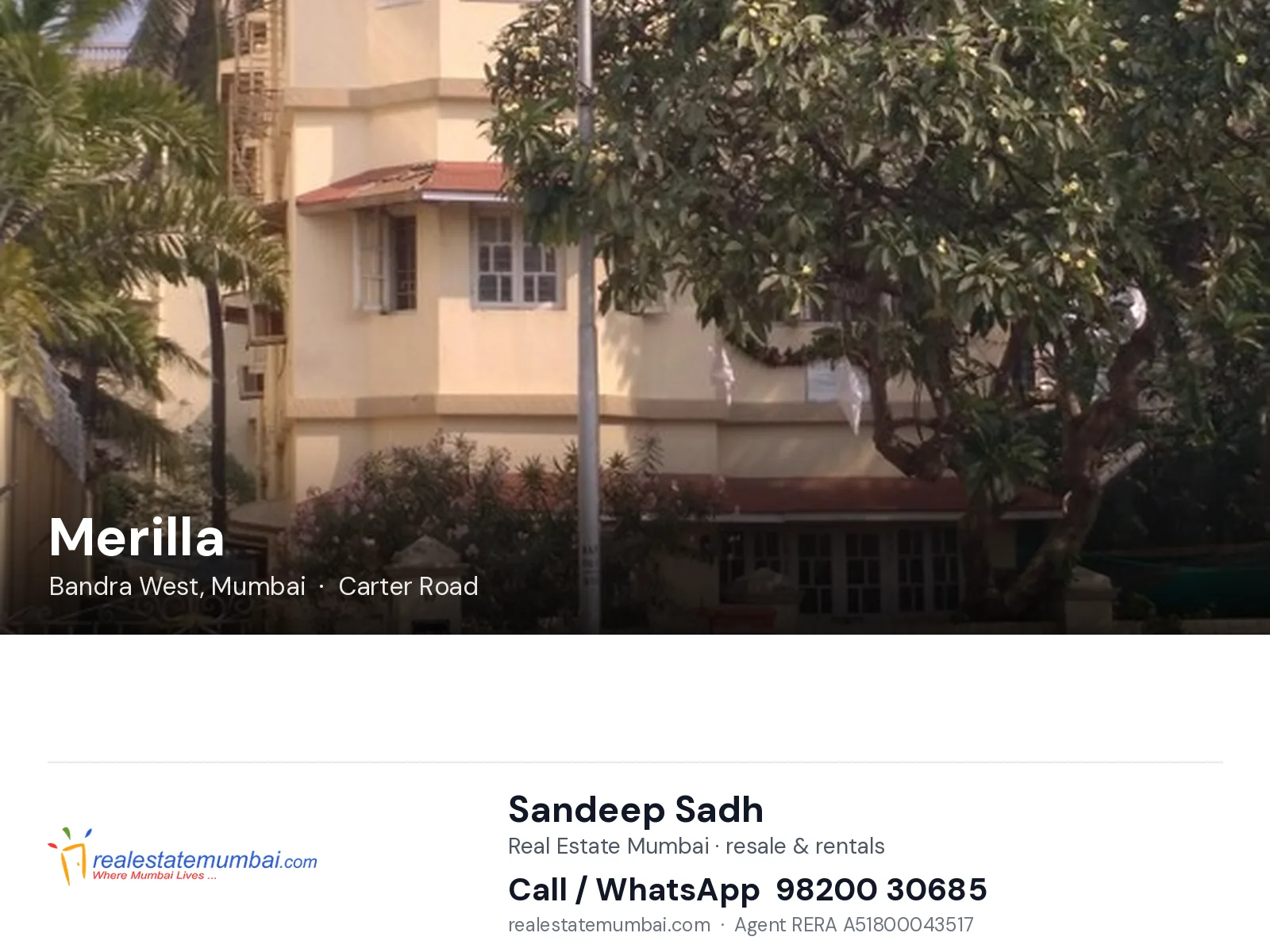 Merilla, Bandra West, Mumbai — flats | Real Estate Mumbai, Sandeep Sadh 98200 30685