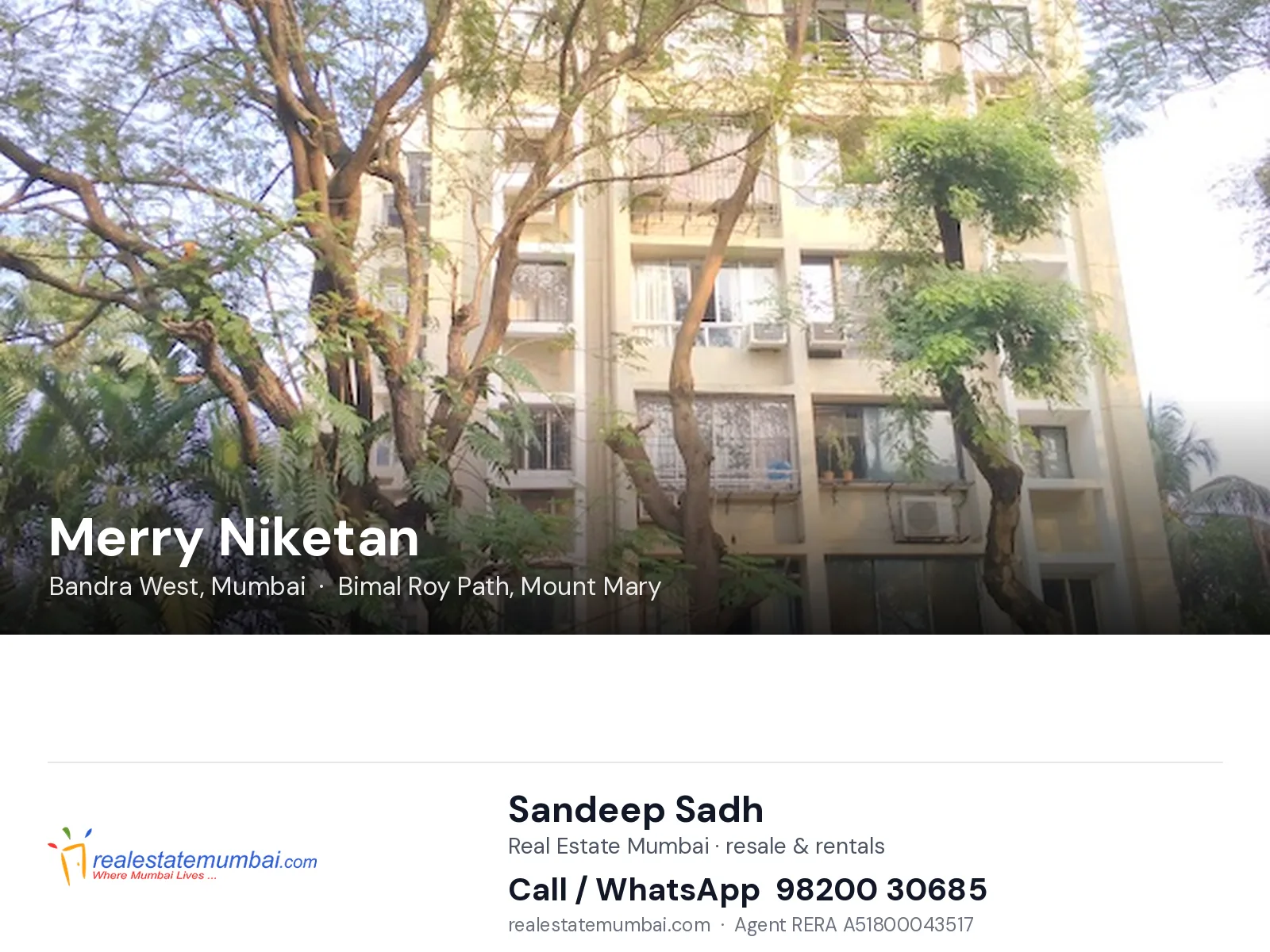 Merry Niketan, Bandra West, Mumbai — flats | Real Estate Mumbai, Sandeep Sadh 98200 30685