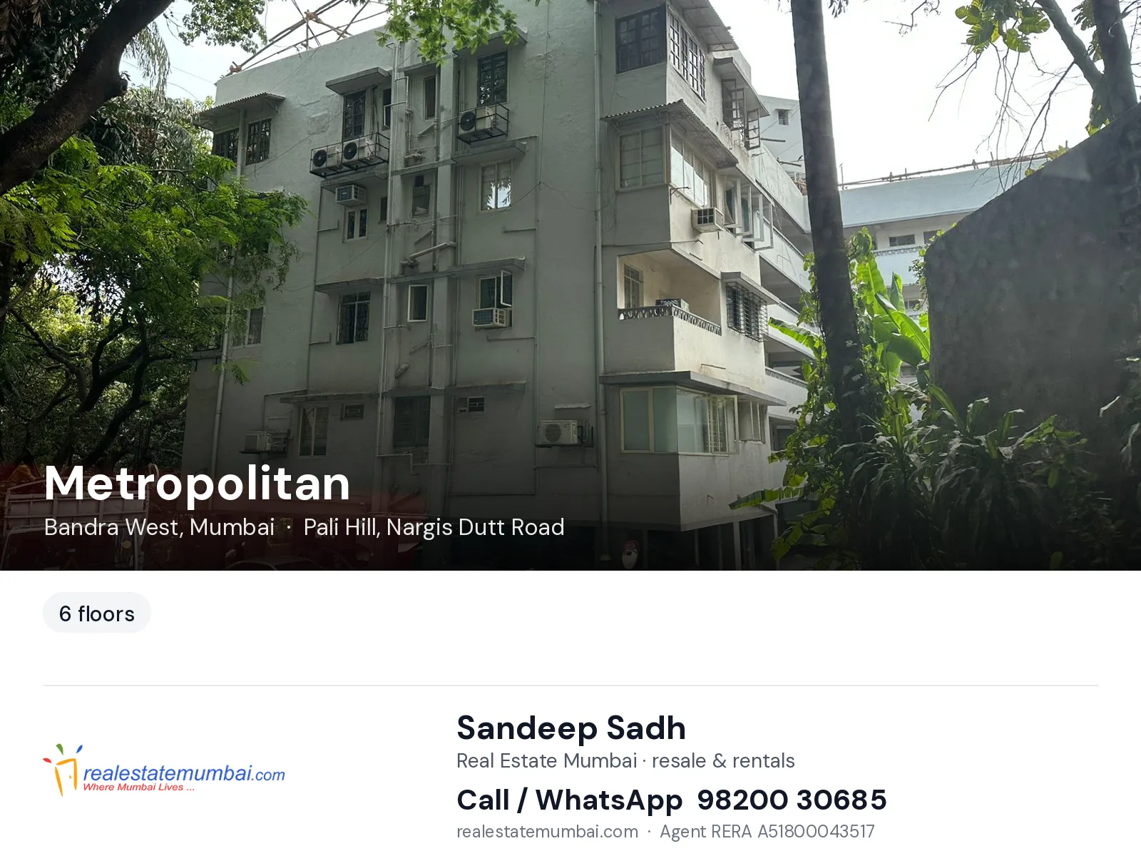 Metropolitan, Bandra West, Mumbai — flats | Real Estate Mumbai, Sandeep Sadh 98200 30685
