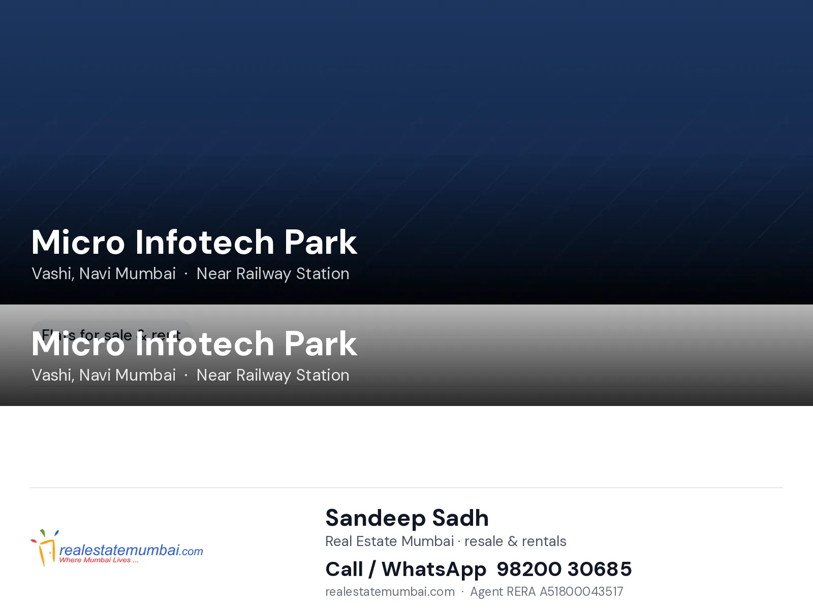 Micro Infotech Park, Vashi, Navi Mumbai — flats | Real Estate Mumbai, Sandeep Sadh 98200 30685