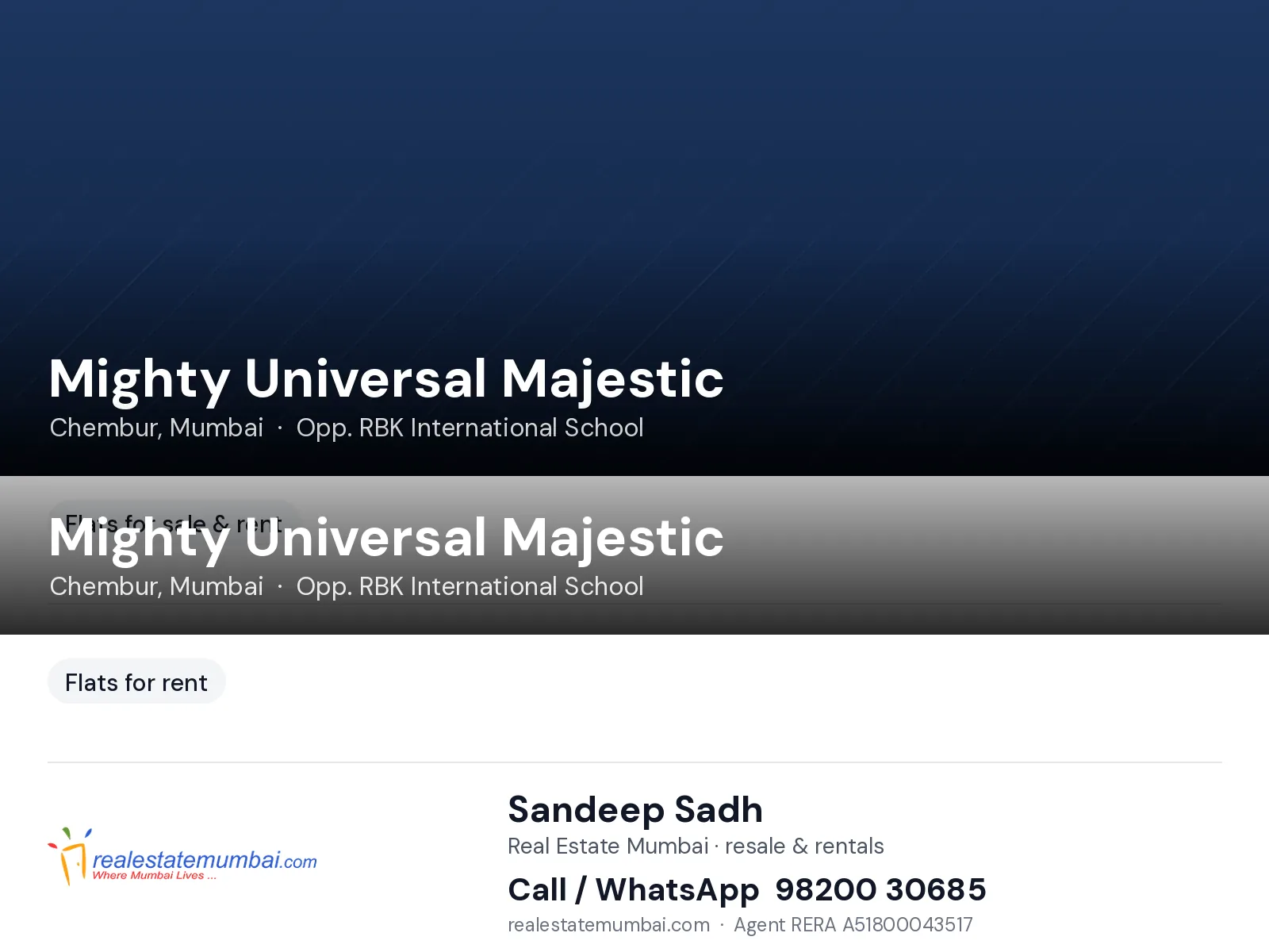 Mighty Universal Majestic, Chembur, Mumbai — flats for rent | Real Estate Mumbai, Sandeep Sadh 98200 30685