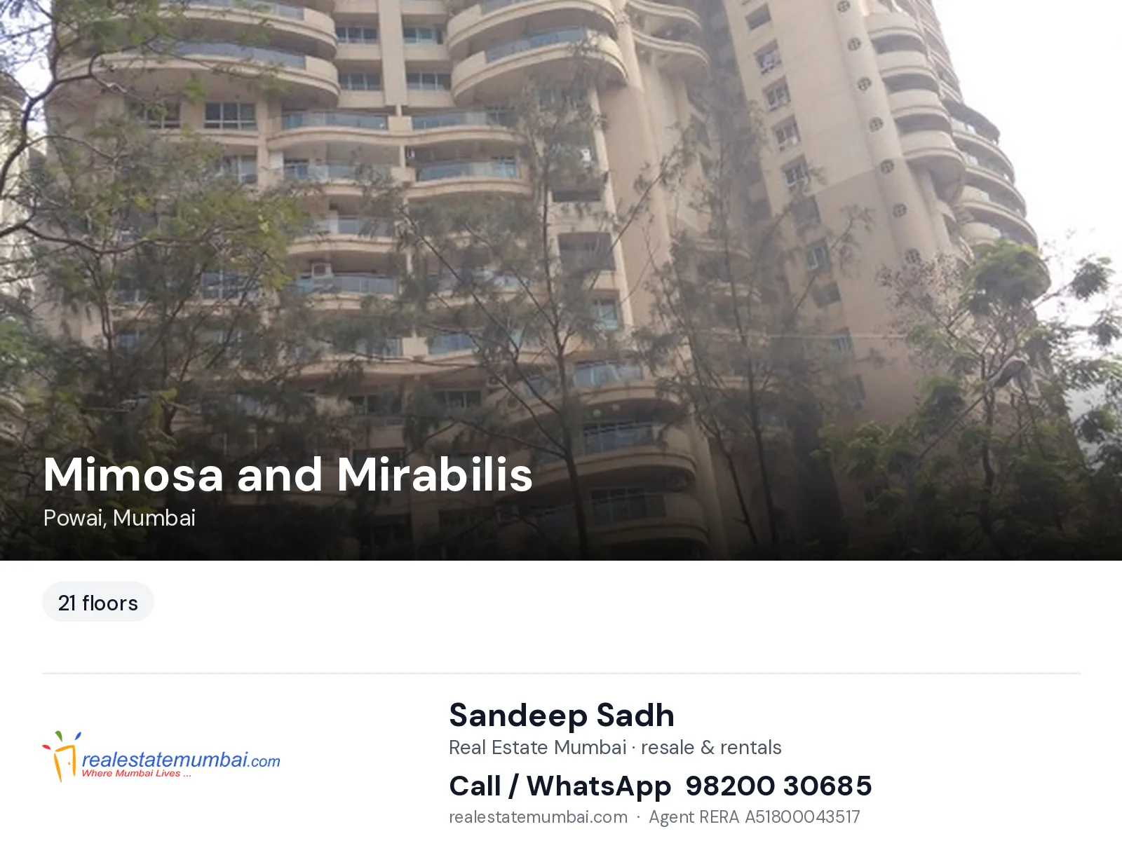Mimosa and Mirabilis, Powai, Mumbai — flats | Real Estate Mumbai, Sandeep Sadh 98200 30685