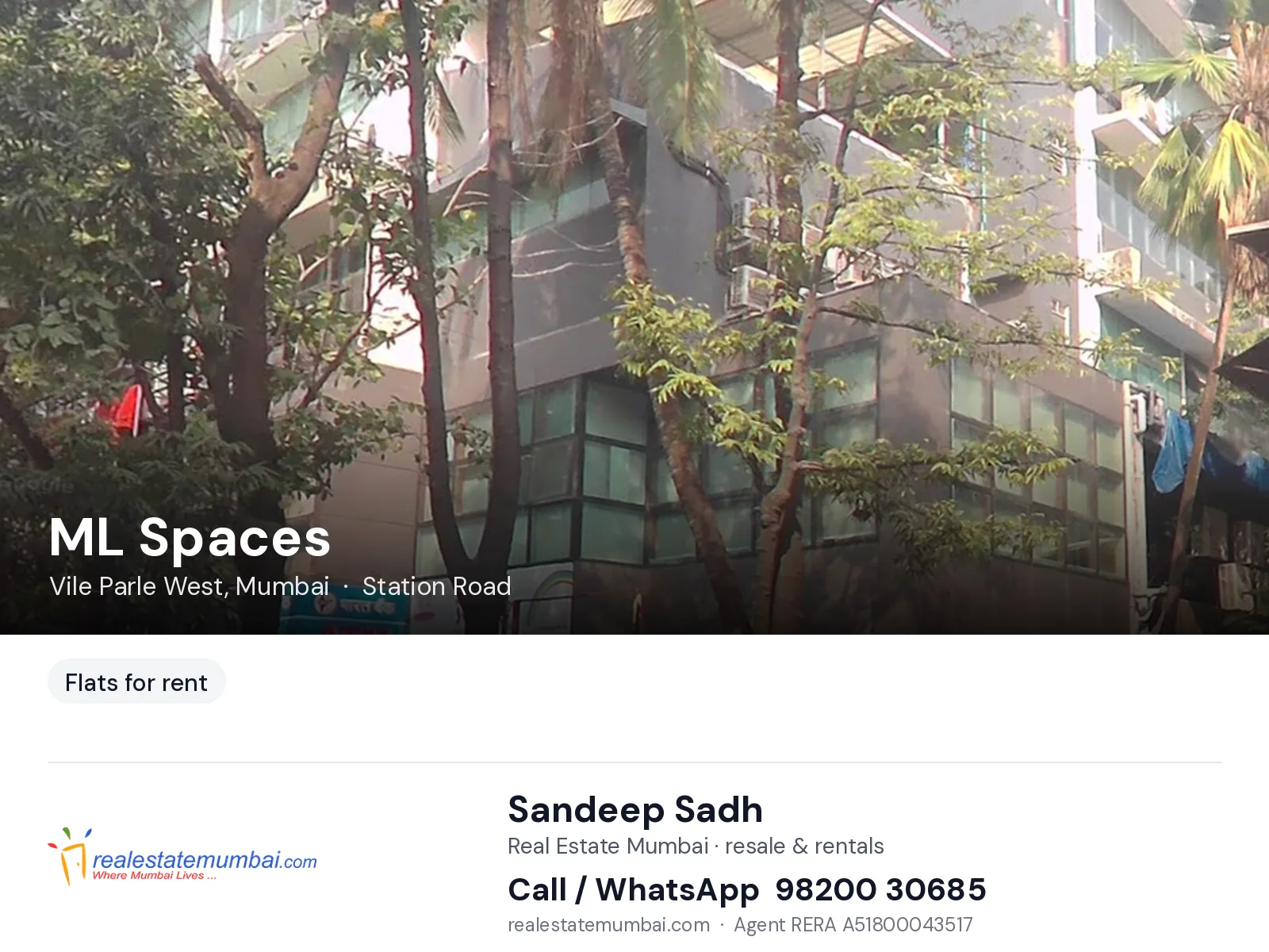 ML Spaces, Vile Parle West, Mumbai — flats for rent | Real Estate Mumbai, Sandeep Sadh 98200 30685
